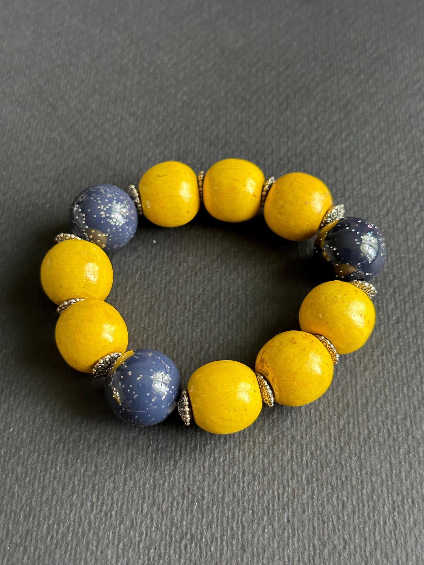 Sun and Sky Yellow White and Blue Bracelet Stack