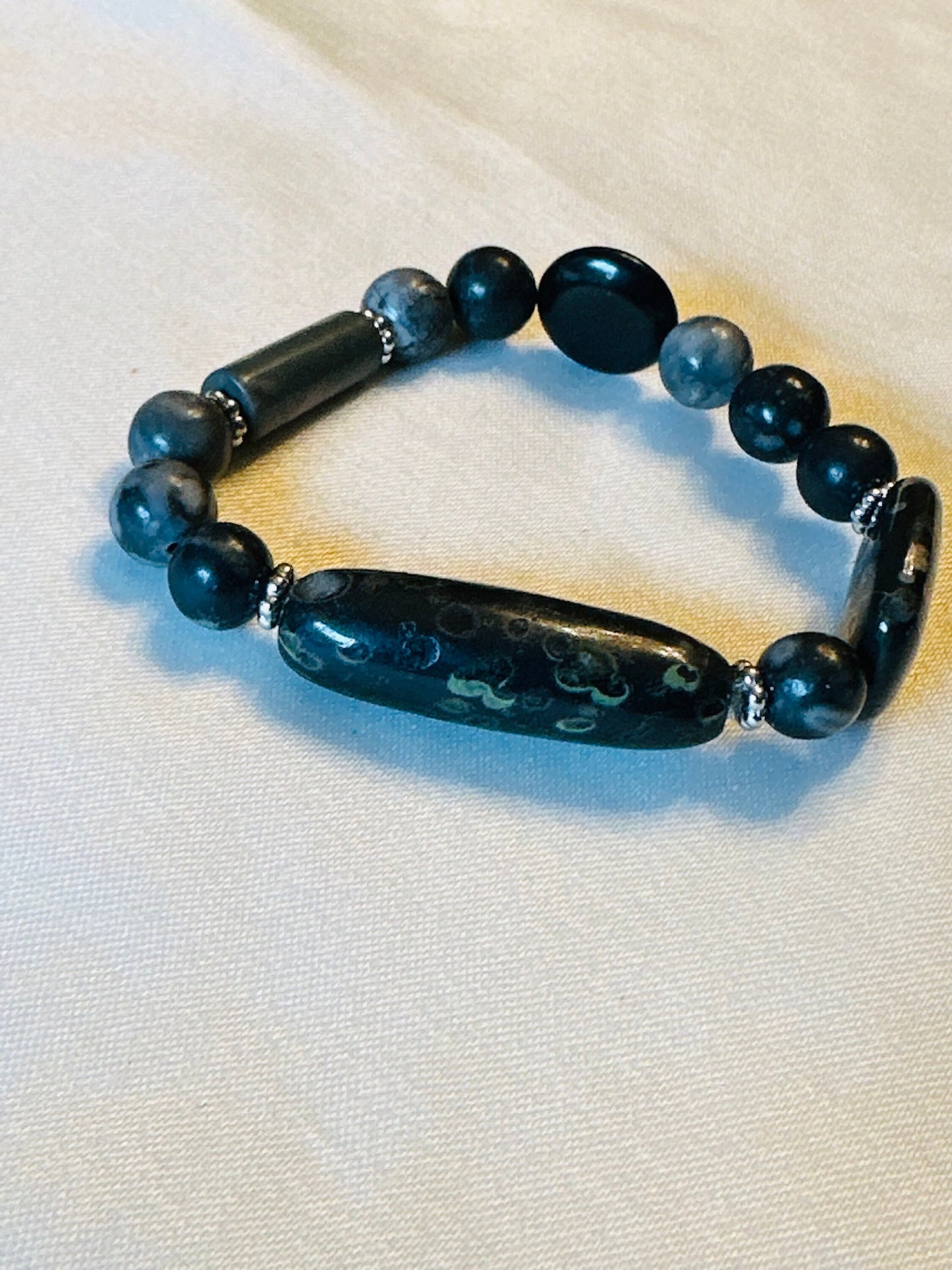 BlacktoBlack-Eclectic #2 Blend of Mixed Materials and Shape Statement Bracelet