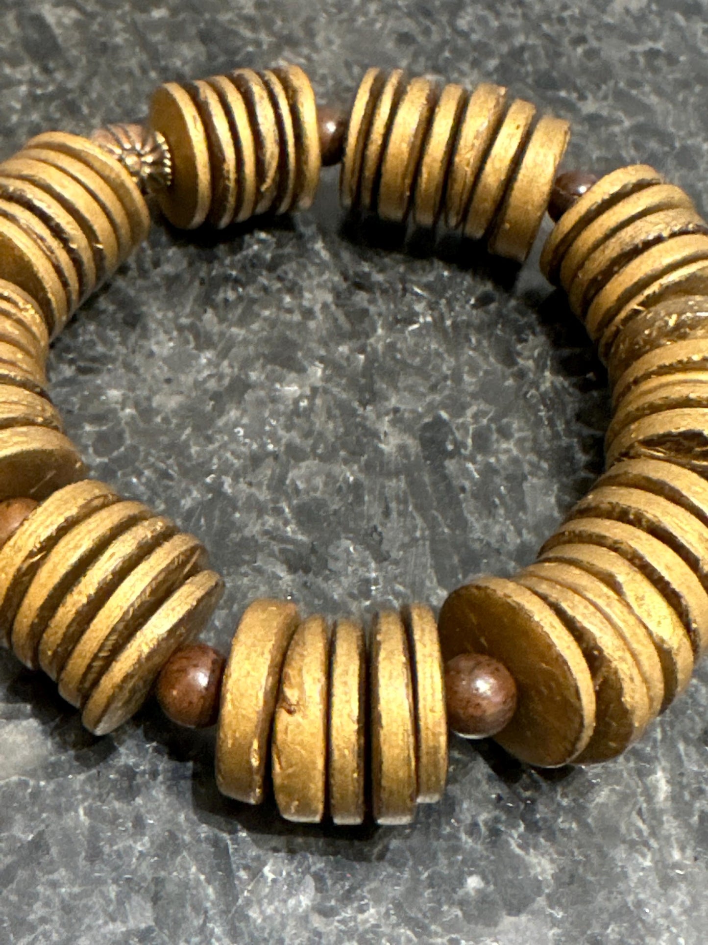 Bronze Disc Bracelet • Unisex Stacking Jewelry, 7.5 Inch