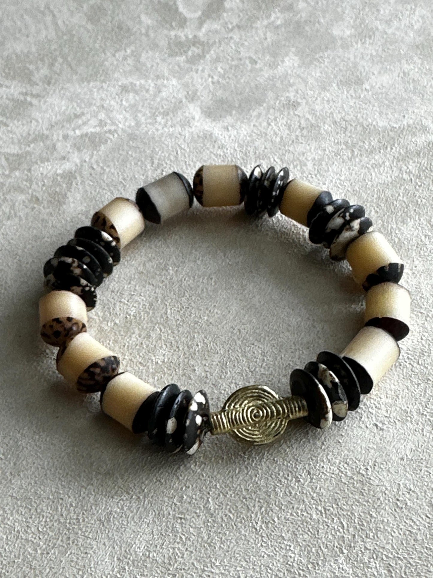 Handcrafted African-Inspired Beaded Bracelet | Brown & Gold Statement Jewelry | One-of-a-Kind Artisan Bracelet | Boho Unisex Style