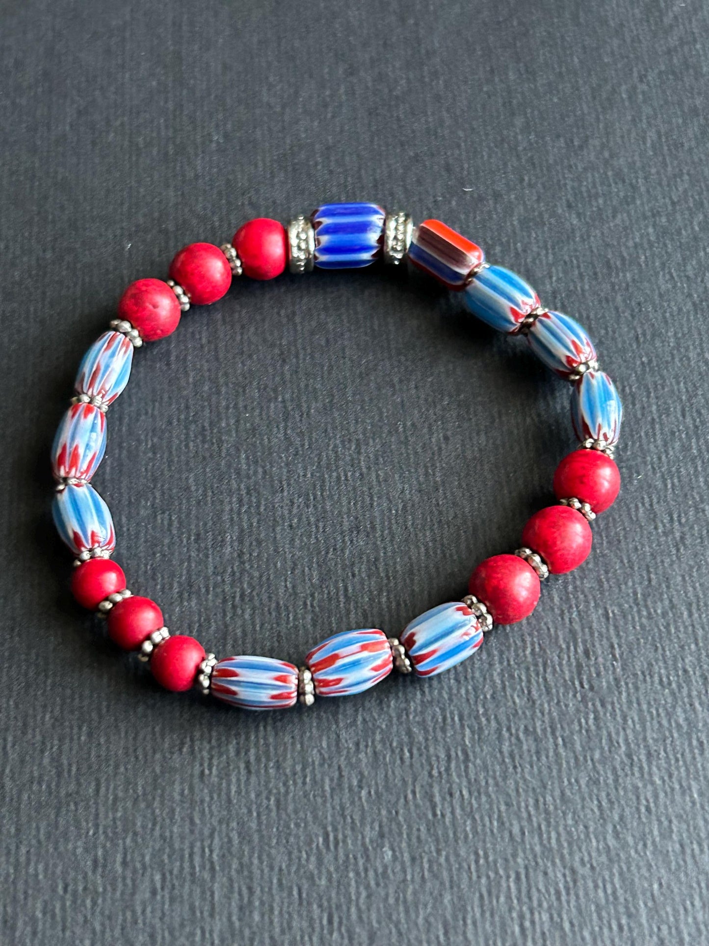 Red White and Blue Unisex Stackable Bracelet