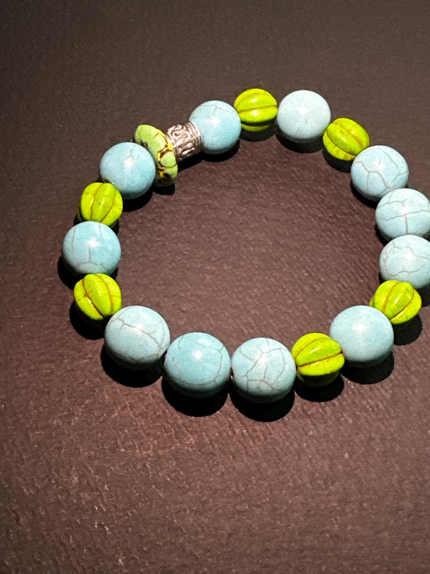 Turquoise Colored and Green Howlite Summer Inspired Bracelet