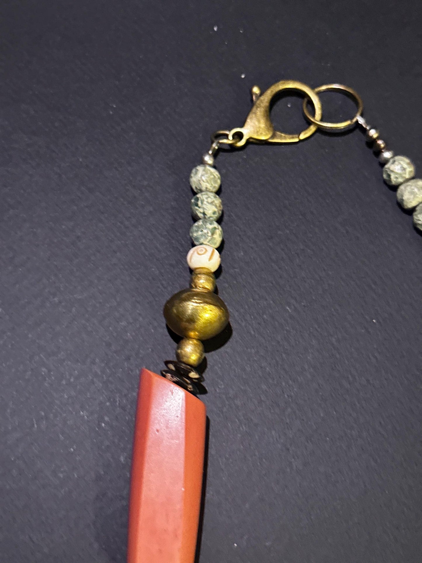 Tribal Boho Statement Necklace • Mixed Materials • Handcrafted Ethnic-Inspired Necklace • Bone, Brass & Natural Beads • One-of-a-Kind