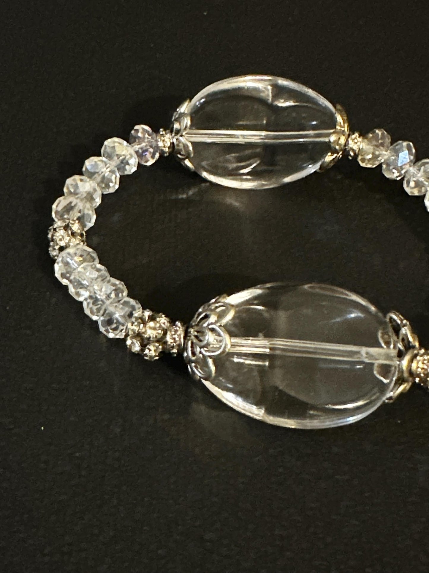 Handmade Pink & Brown Glass Beaded Bracelet Set with Crystal Accents OOAK