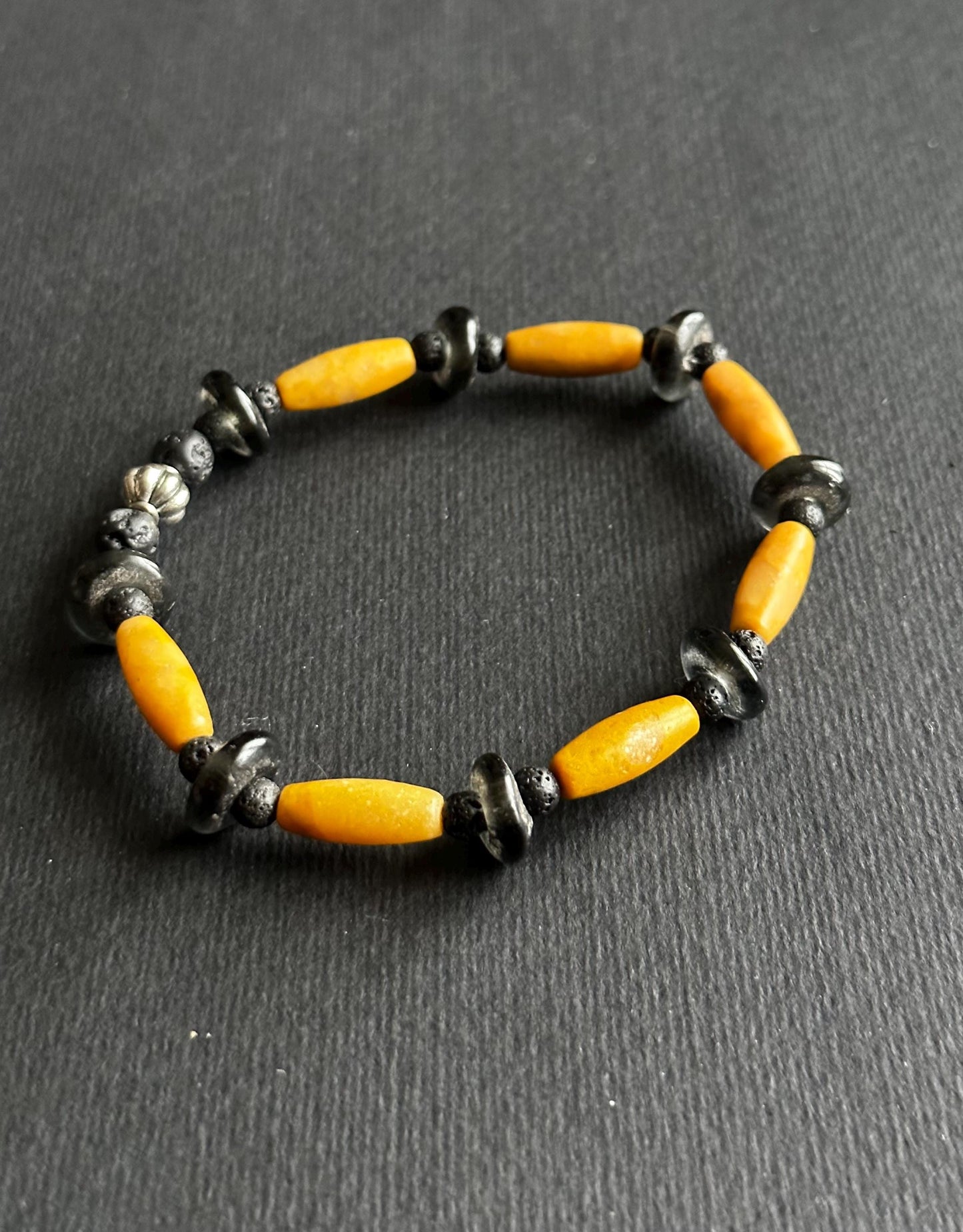 Handmade Ceramic Beaded Bracelet: Unisex Boho Style