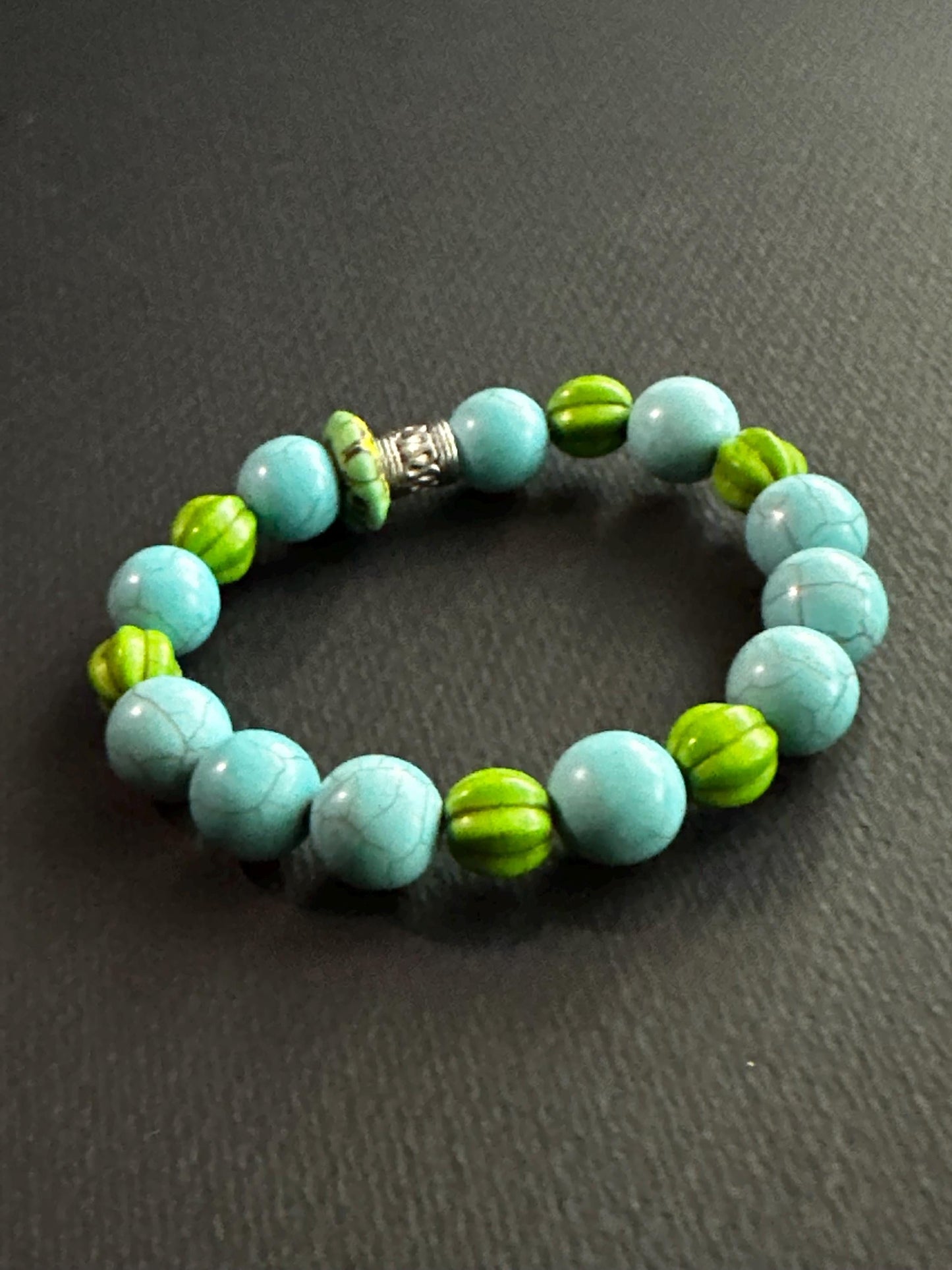 Turquoise Colored and Green Howlite Summer Inspired Bracelet