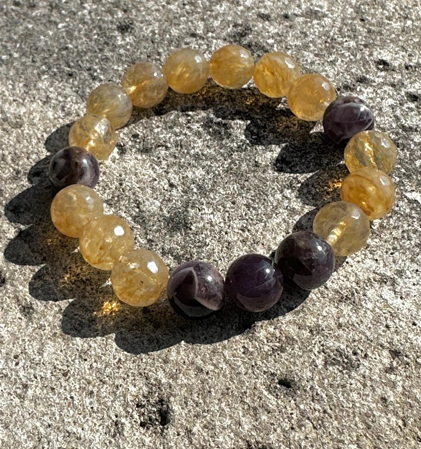 Amethyst & Yellow Quartz Statement Bracelet | One-of-a-Kind Bracelet | Unisex Jewelry | Handmade by Attrice