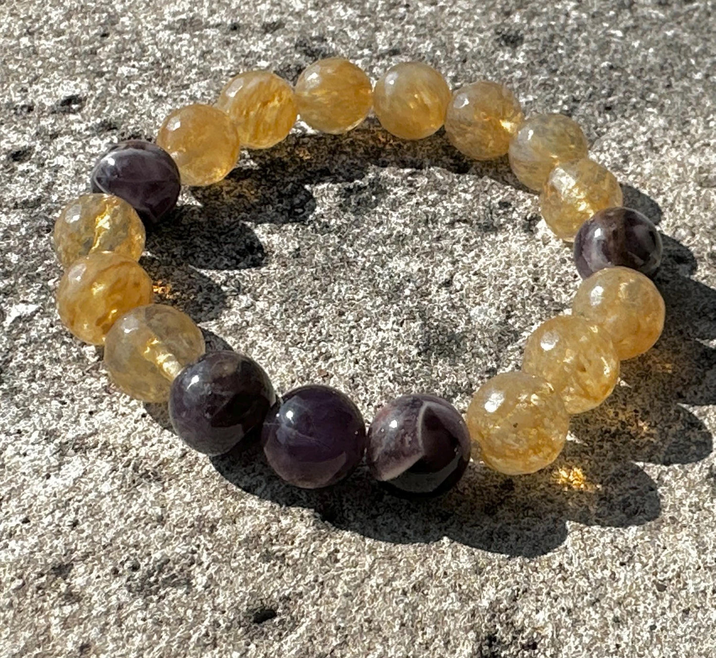 Amethyst & Yellow Quartz Statement Bracelet | One-of-a-Kind Bracelet | Unisex Jewelry | Handmade by Attrice