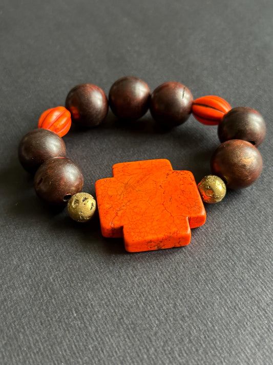 Orange and Brown Chunky Beads Bracelet #PerfectForFall