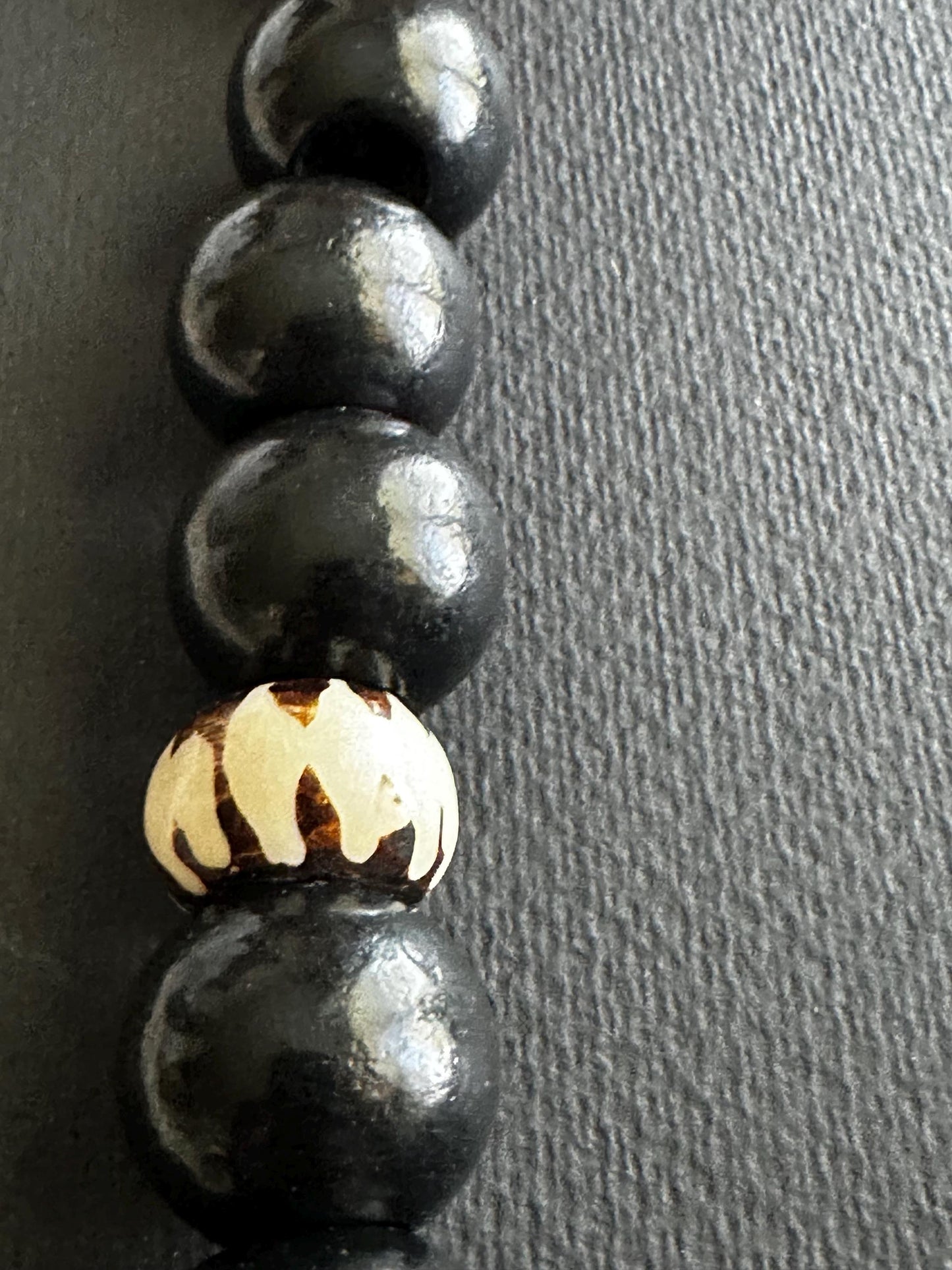 Black (24 mm) Wooden Beads and Red Coral Beaded Necklace