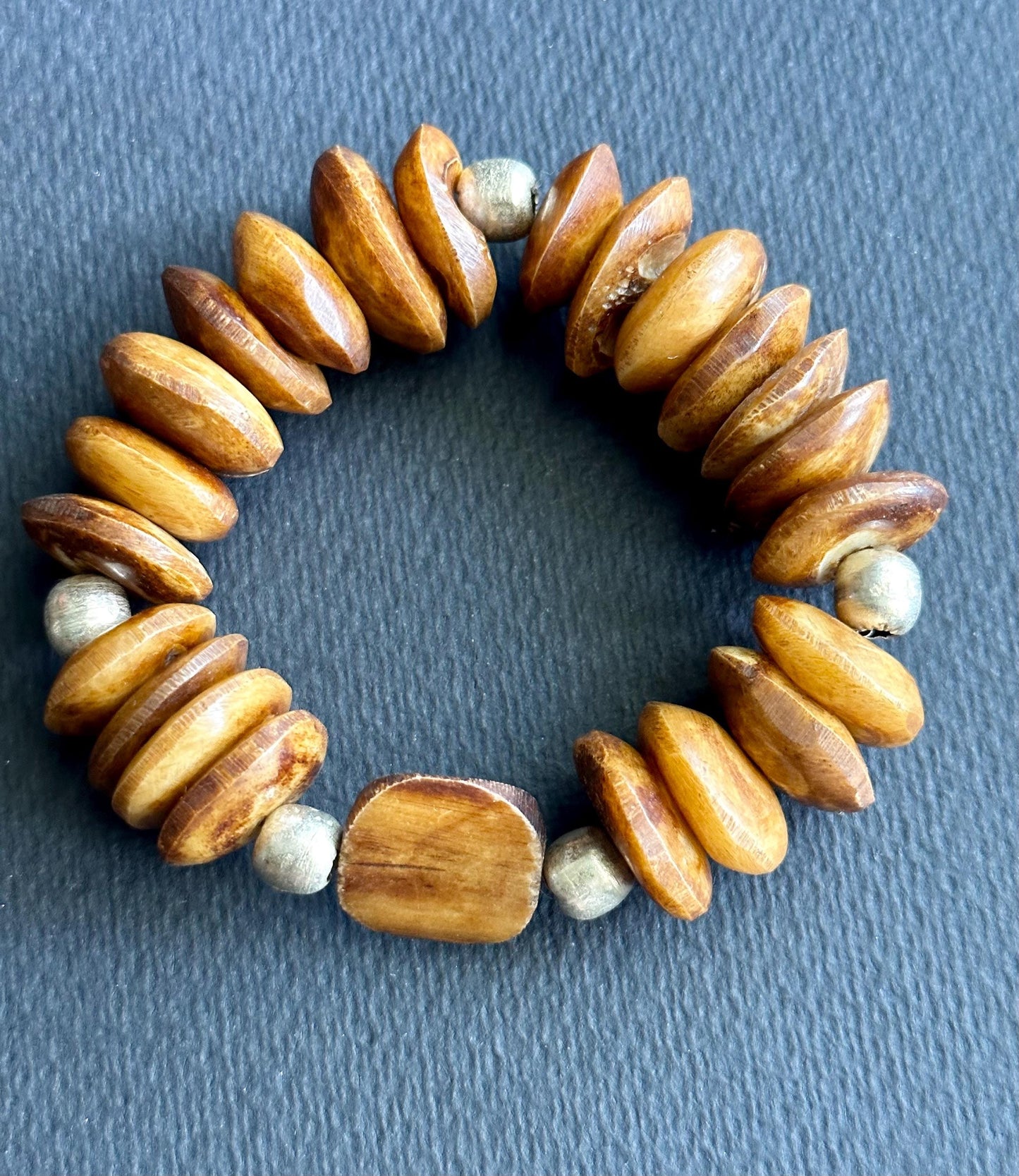 Tribal Chic Bone Bead Bracelet: Kenyan Polka Dots, Ethiopian Silver