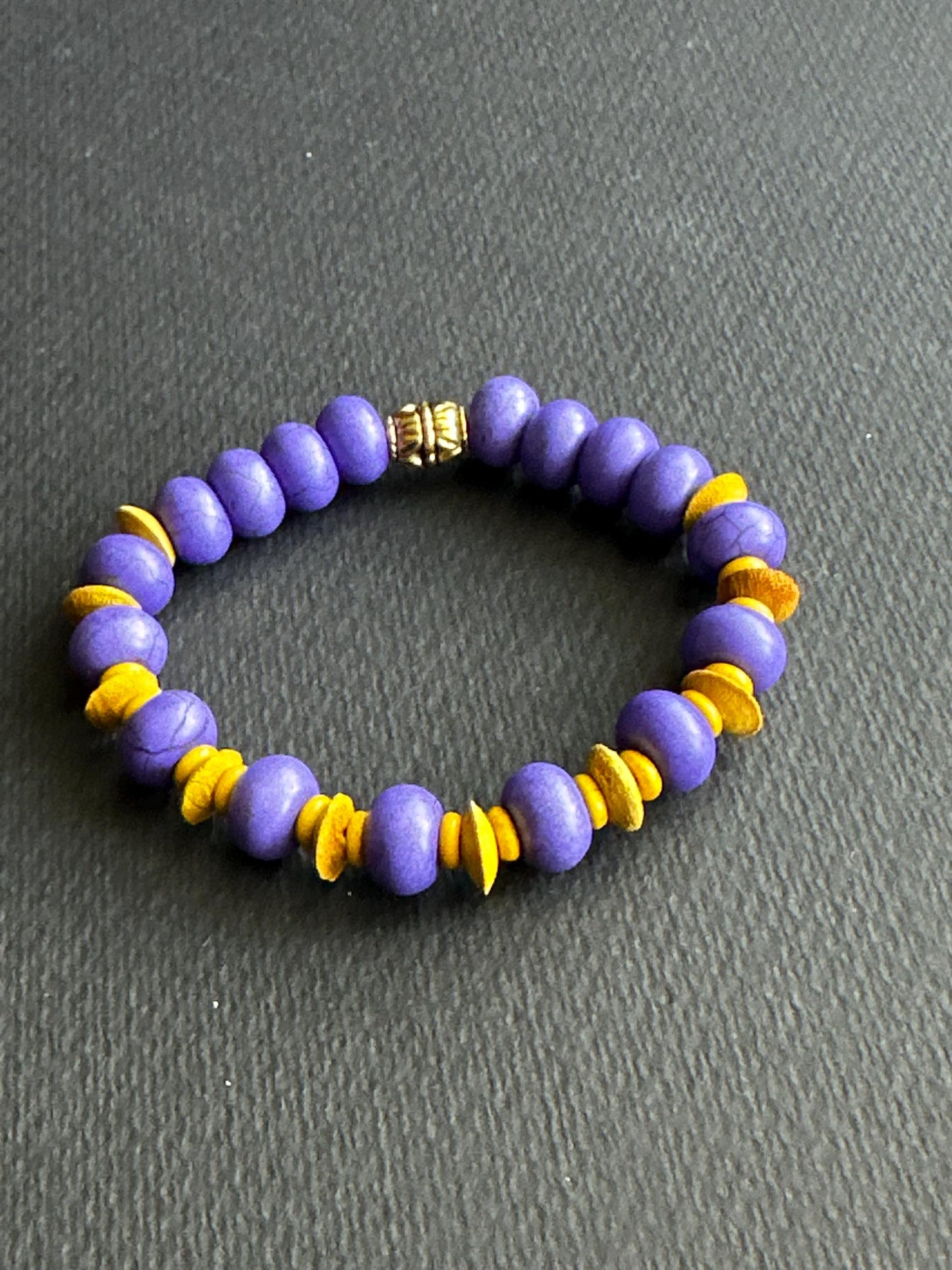 Purple & Gold Beaded Bracelet: Game Day Spirit, Handmade by Attrice