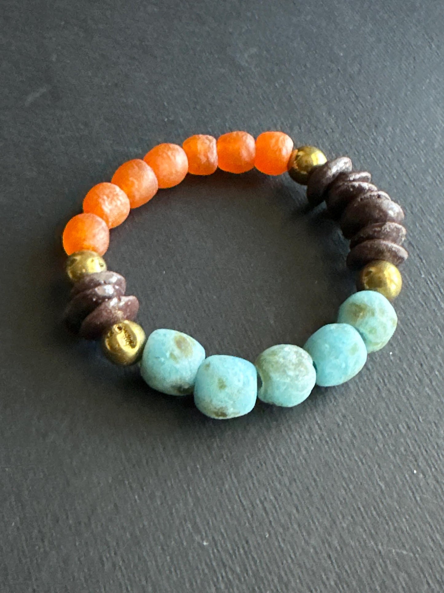 Recycled African Glass Bead Bracelet | Boho Unisex Jewelry