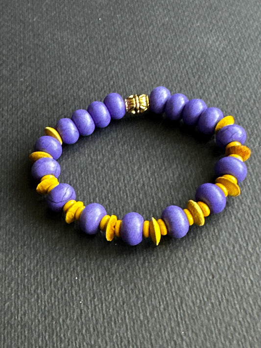Purple & Gold Beaded Bracelet: Game Day Spirit, Handmade by Attrice