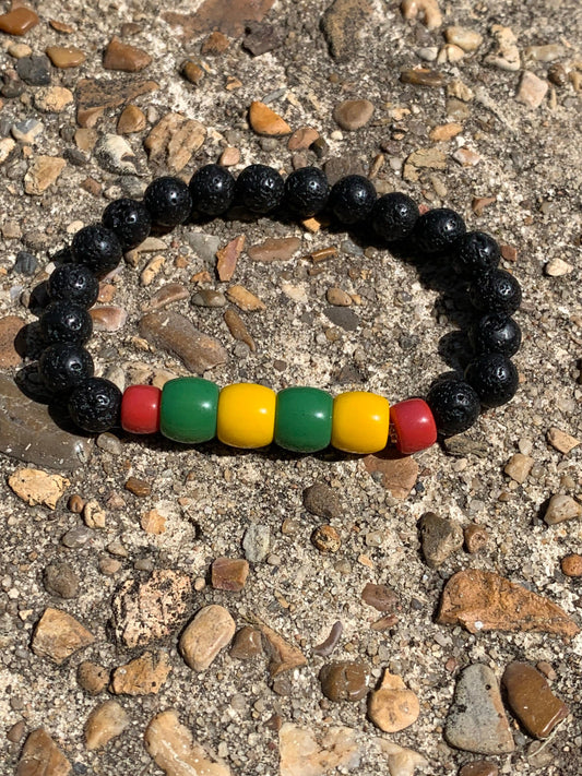 Red/Yellow/Green with Lava Stone Bracelet