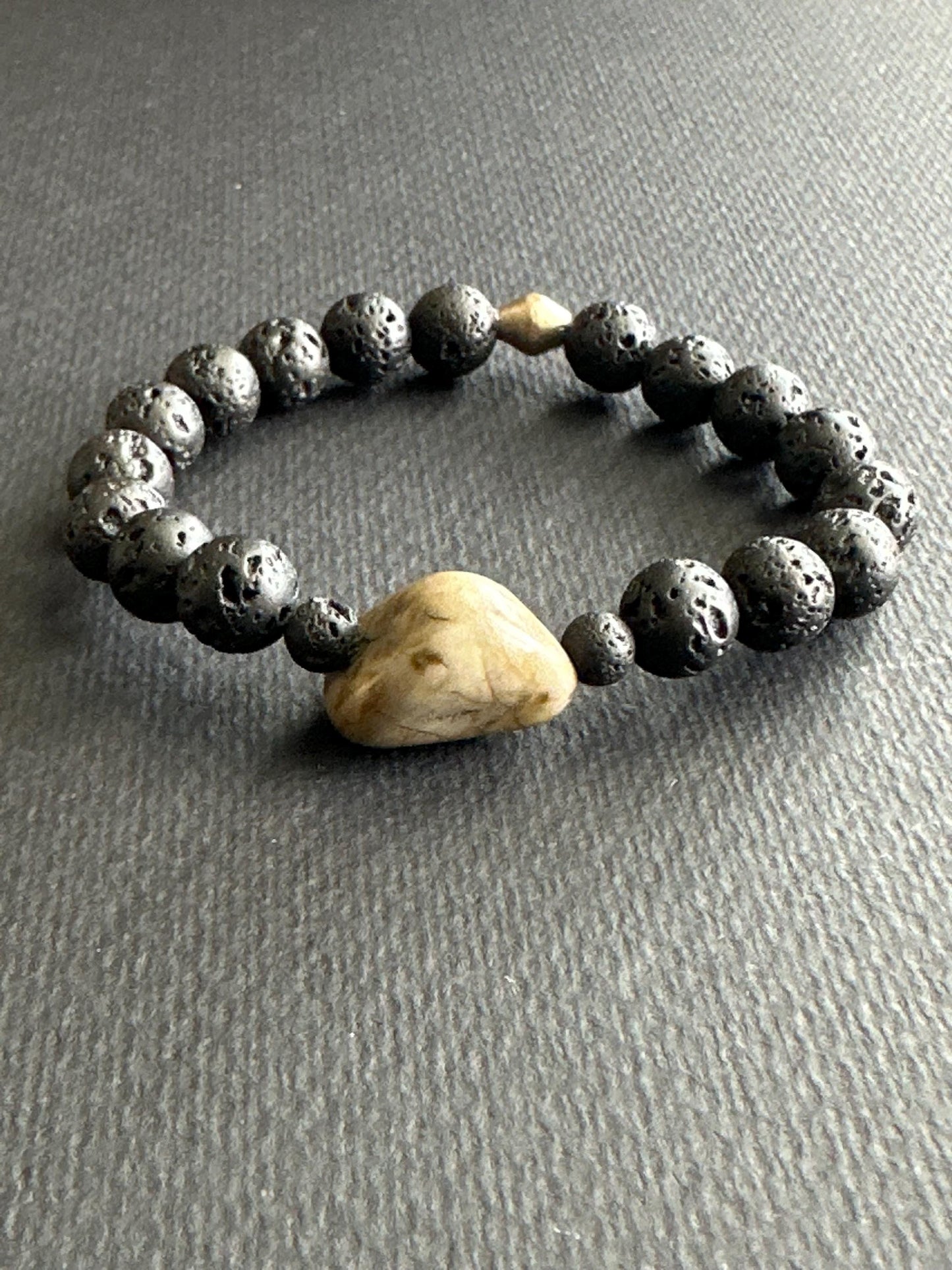 Earthtone Nugget Bracelet: Ornate Silver Focal, Handmade Gemstone Beads