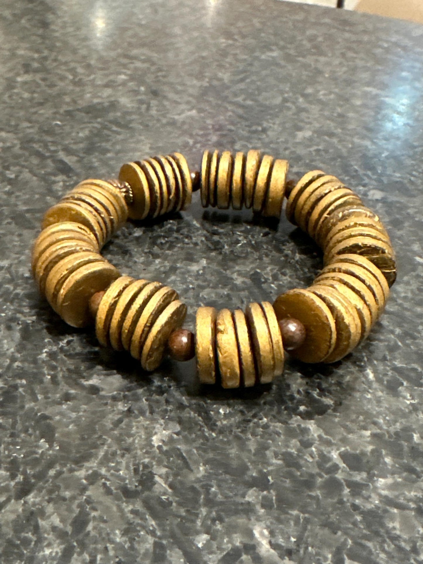 Bronze Disc Bracelet • Unisex Stacking Jewelry, 7.5 Inch