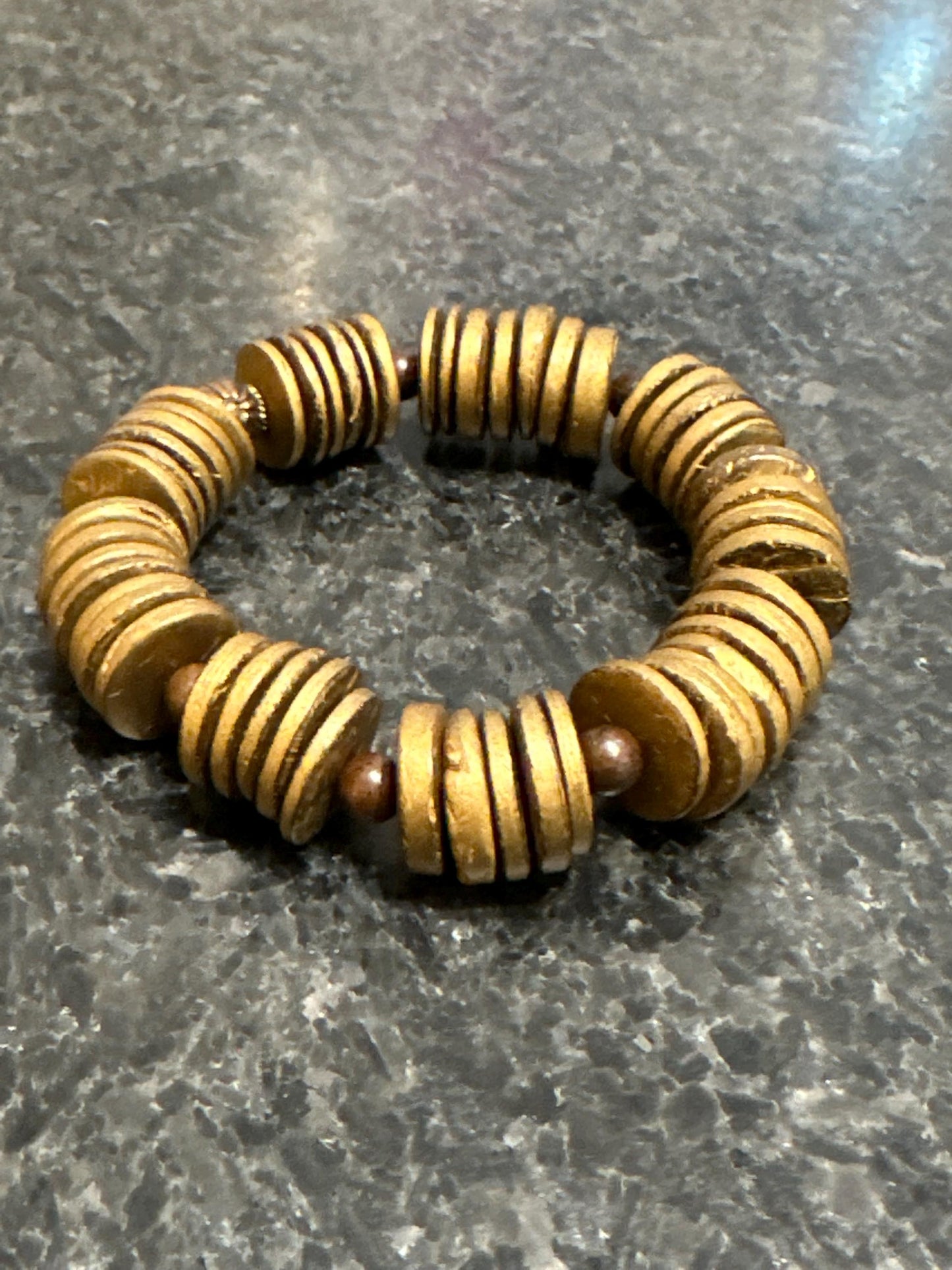 Bronze Disc Bracelet • Unisex Stacking Jewelry, 7.5 Inch