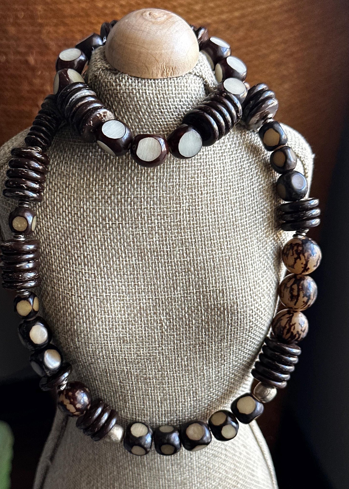 Handcrafted African-Inspired Beaded Bracelet | Brown & Gold Statement Jewelry | One-of-a-Kind Artisan Bracelet | Boho Unisex Style