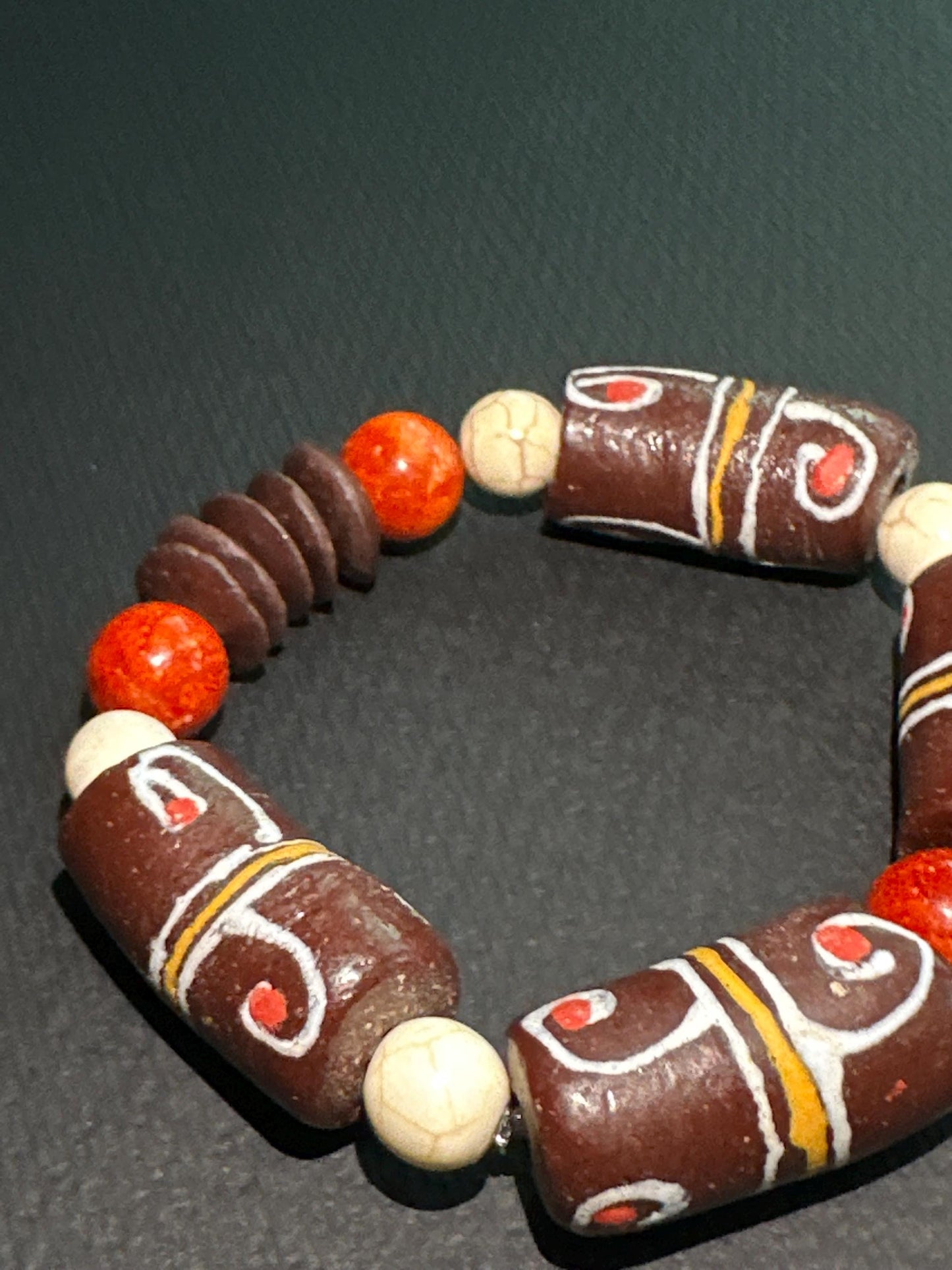 Chunky Recycled African Krobo Bead Bracelet, Global Style