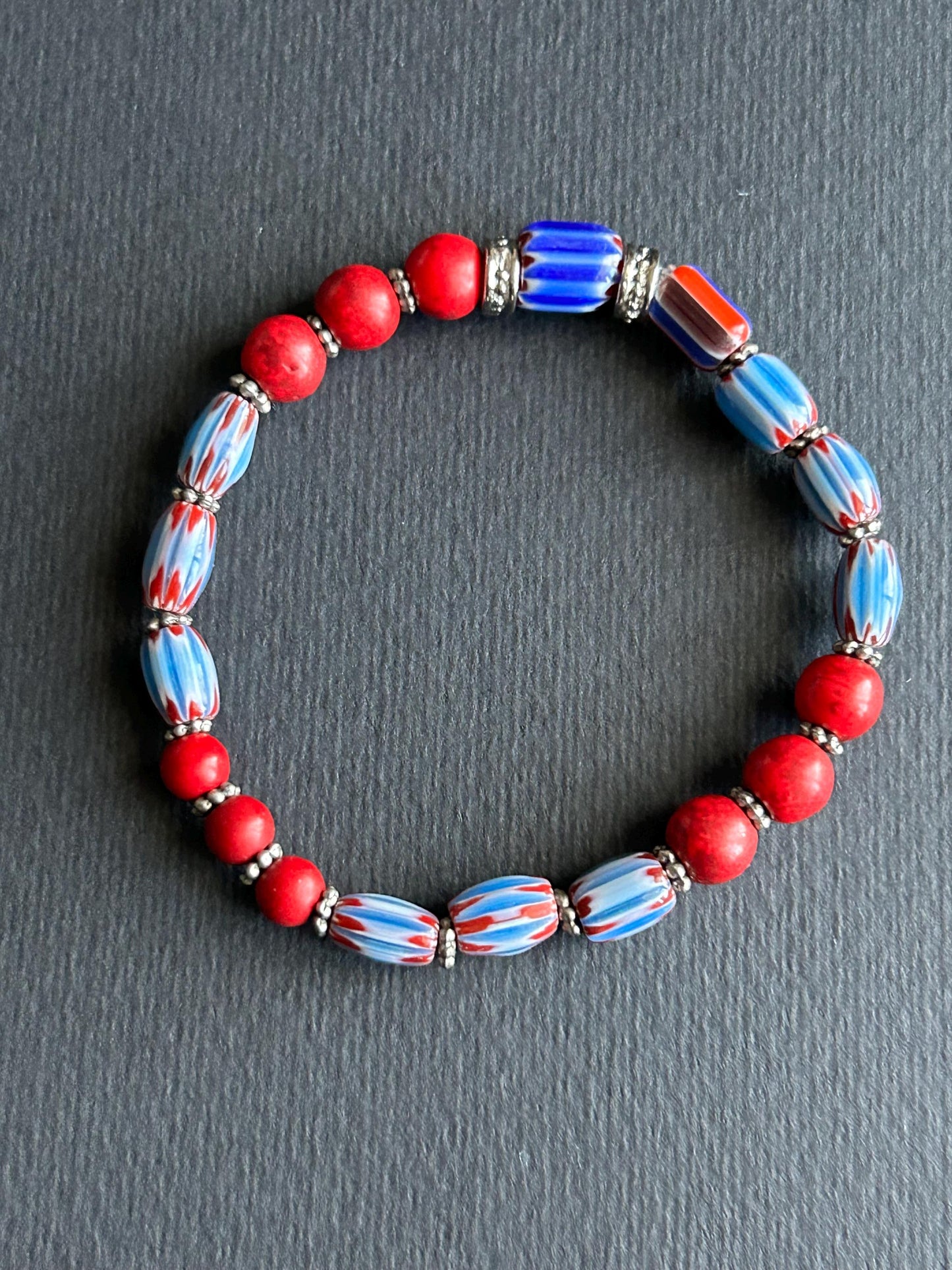 Red White and Blue Unisex Stackable Bracelet