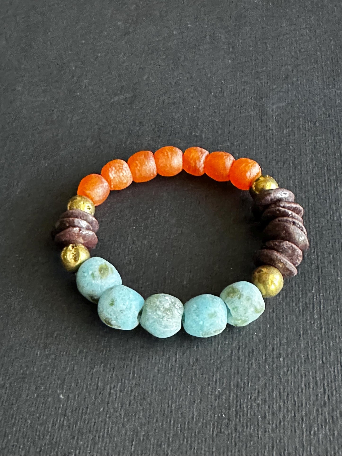 Recycled African Glass Bead Bracelet | Boho Unisex Jewelry