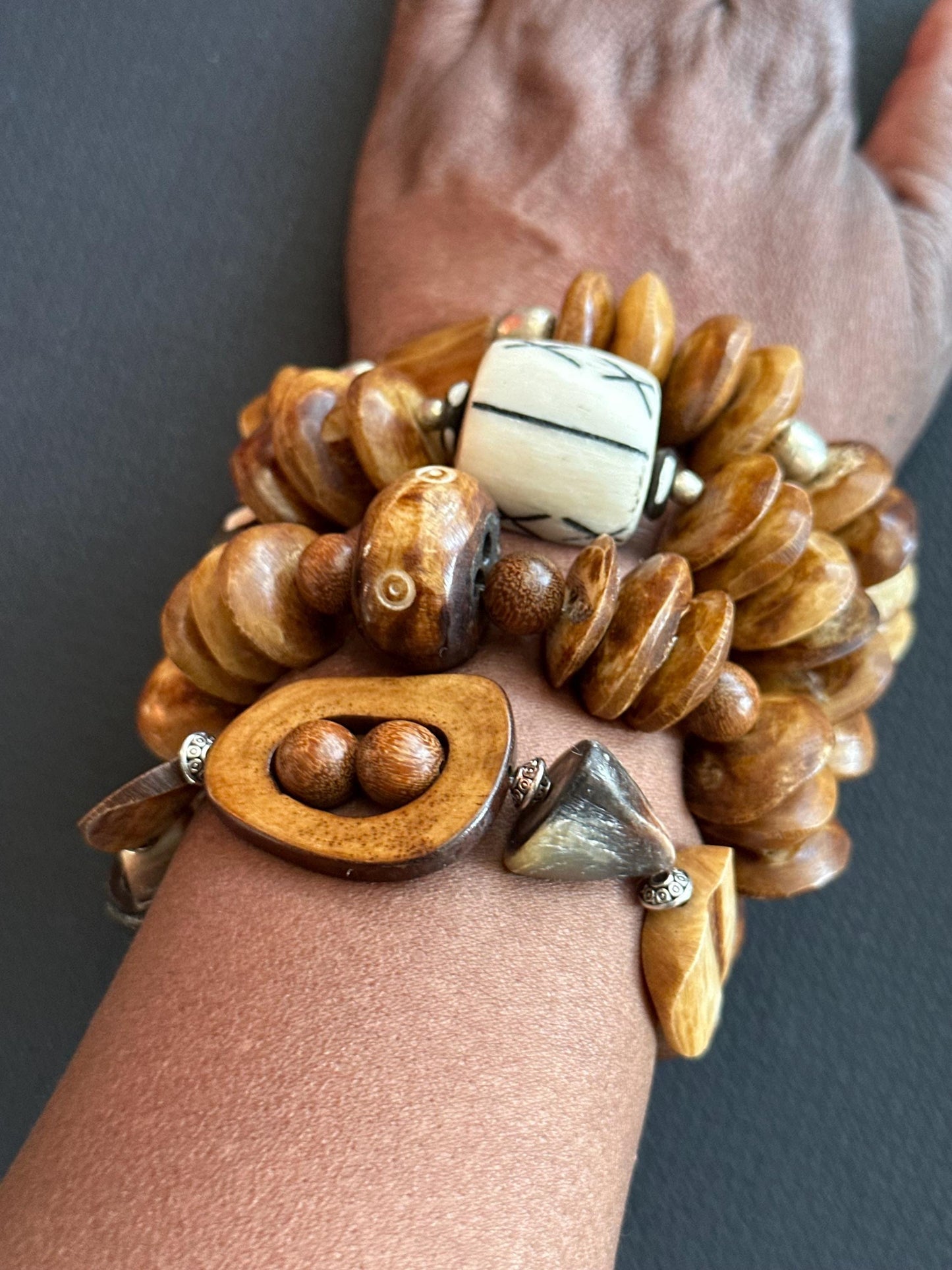 Tribal Chic | Kenyan Saucer Bone Beads in Tan | Handmade by Attrice