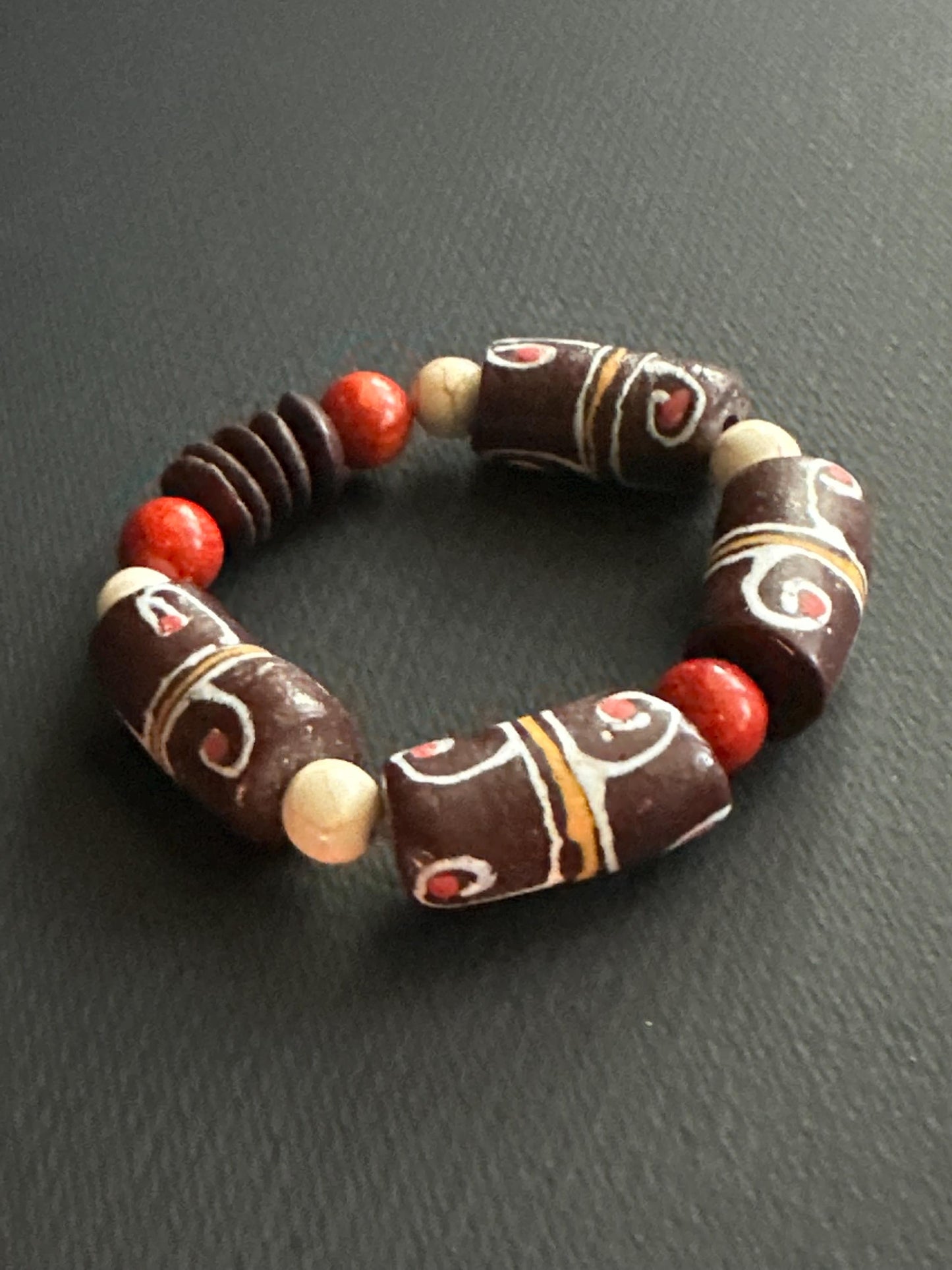Chunky Recycled African Krobo Bead Bracelet, Global Style