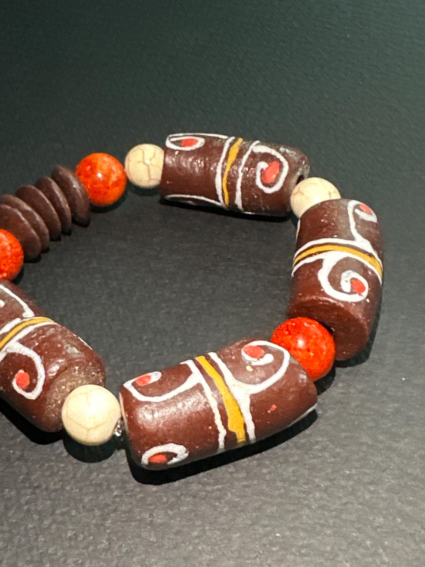 Chunky Recycled African Krobo Bead Bracelet, Global Style