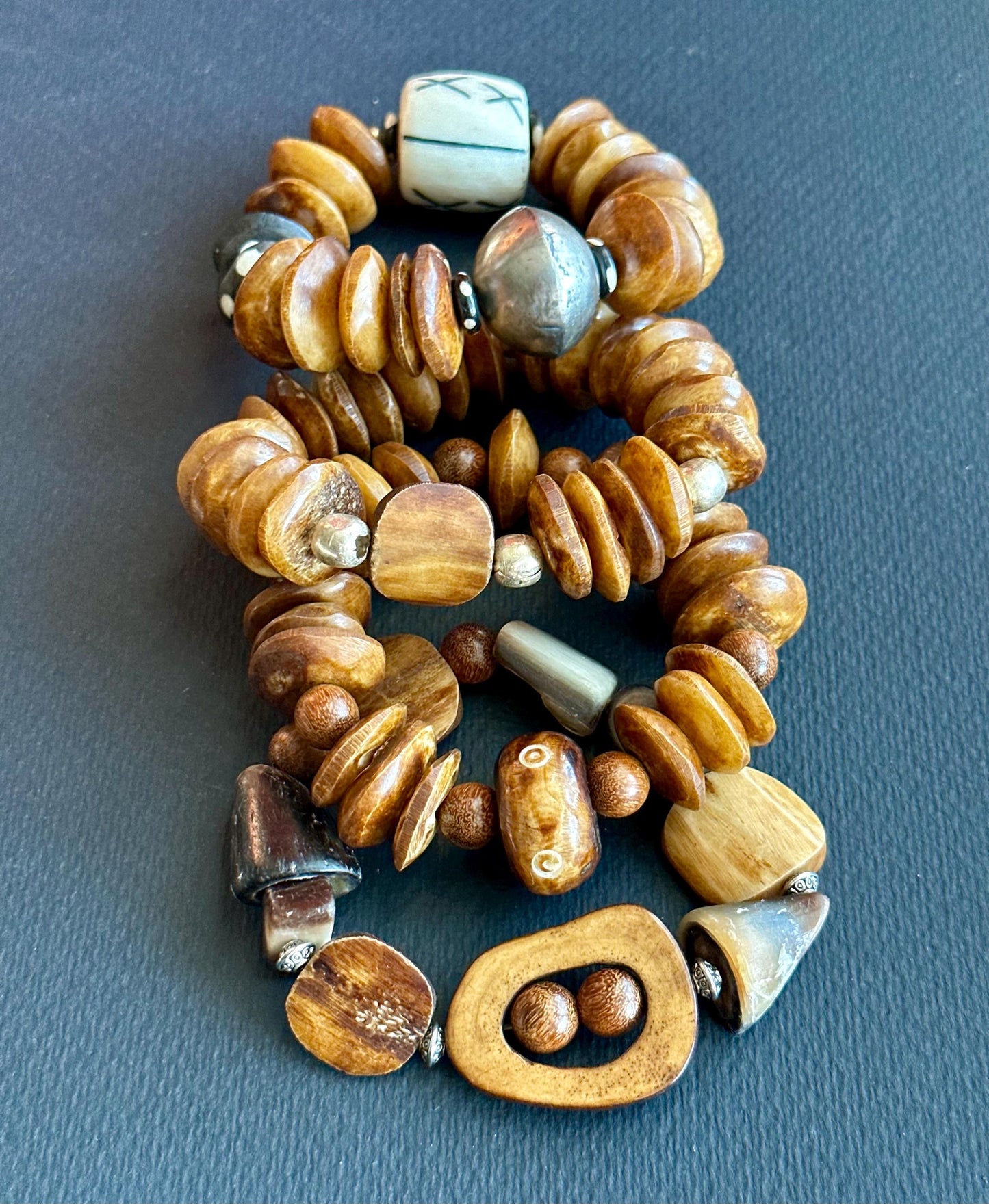 Tribal Chic | Kenyan Saucer Bone Beads in Tan | Handmade by Attrice