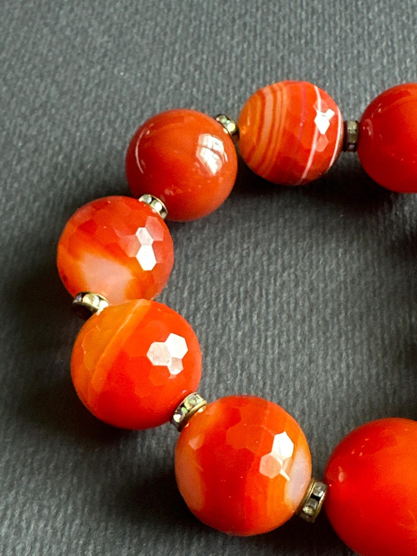 Handmade Faceted Orange Agate Bracelet - Bold Gemstone Jewelry