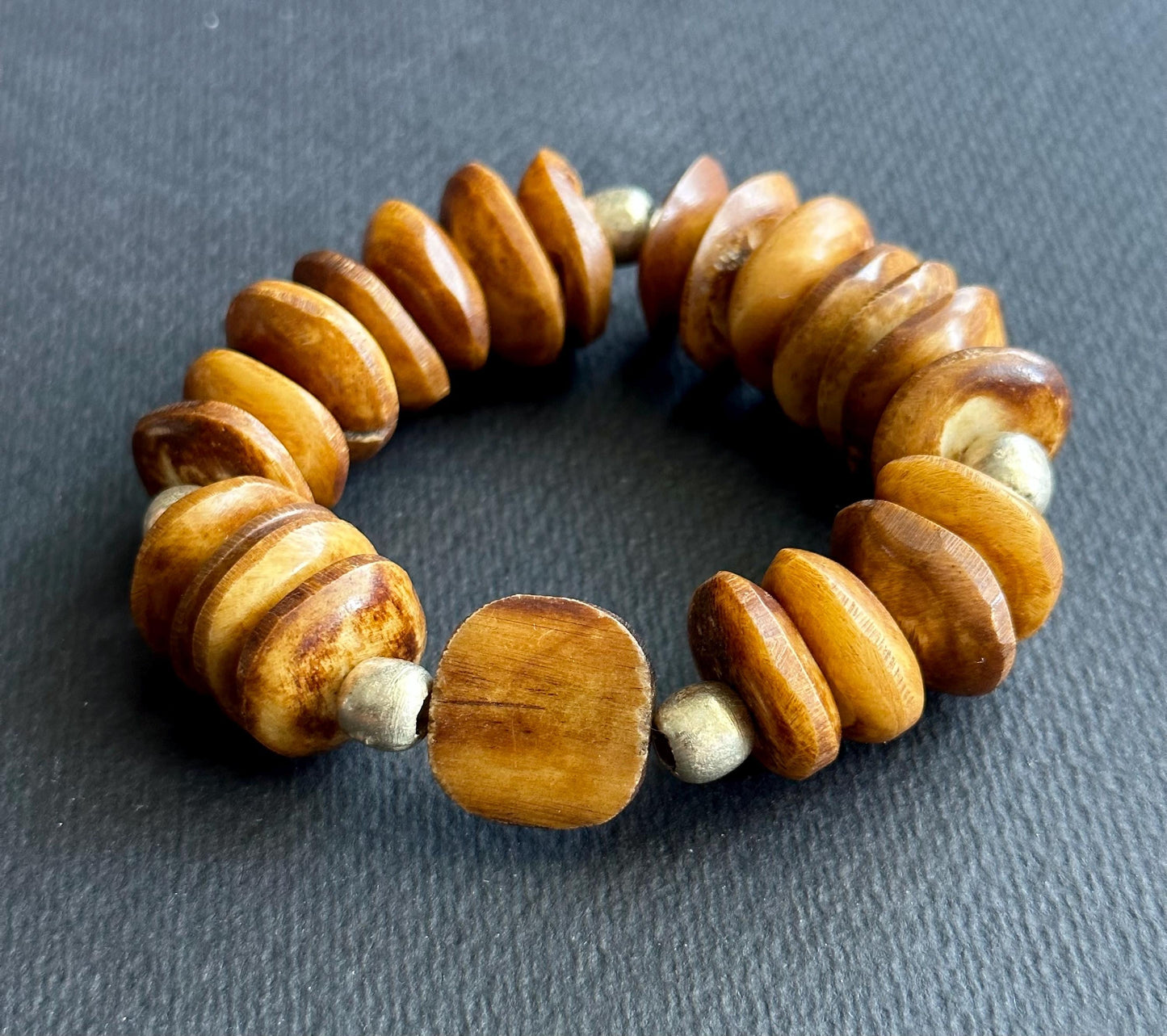 Tribal Chic Bone Bead Bracelet: Kenyan Polka Dots, Ethiopian Silver