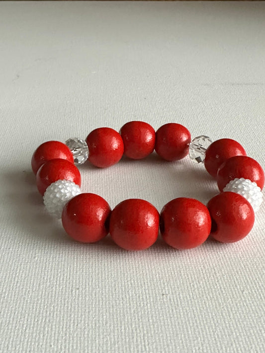 Red and White Bracelet Beaded Bracelet
