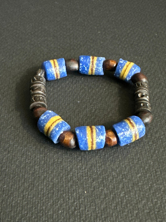 Blue Notes #4 Recycled African Glass Krobo Beads