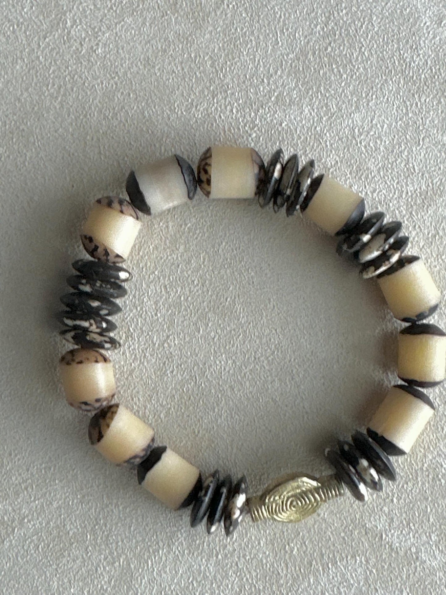 Handcrafted African-Inspired Beaded Bracelet | Brown & Gold Statement Jewelry | One-of-a-Kind Artisan Bracelet | Boho Unisex Style