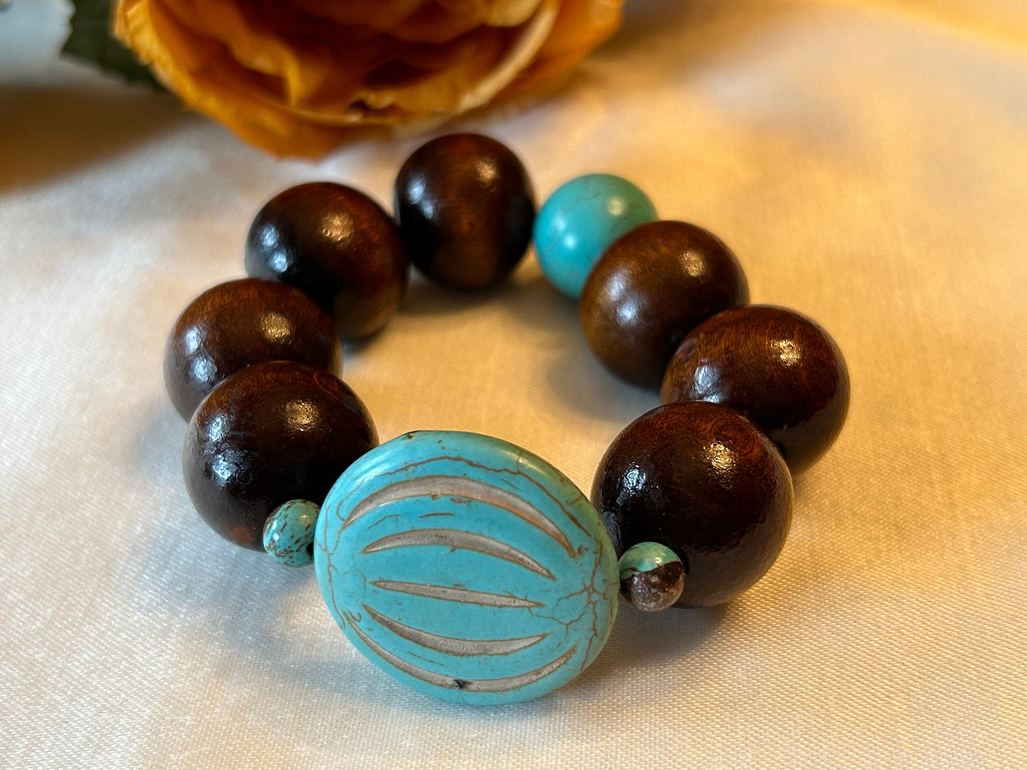 2 Piece Large Wood Boho Eclectic Unisex Bracelet for Men and Women