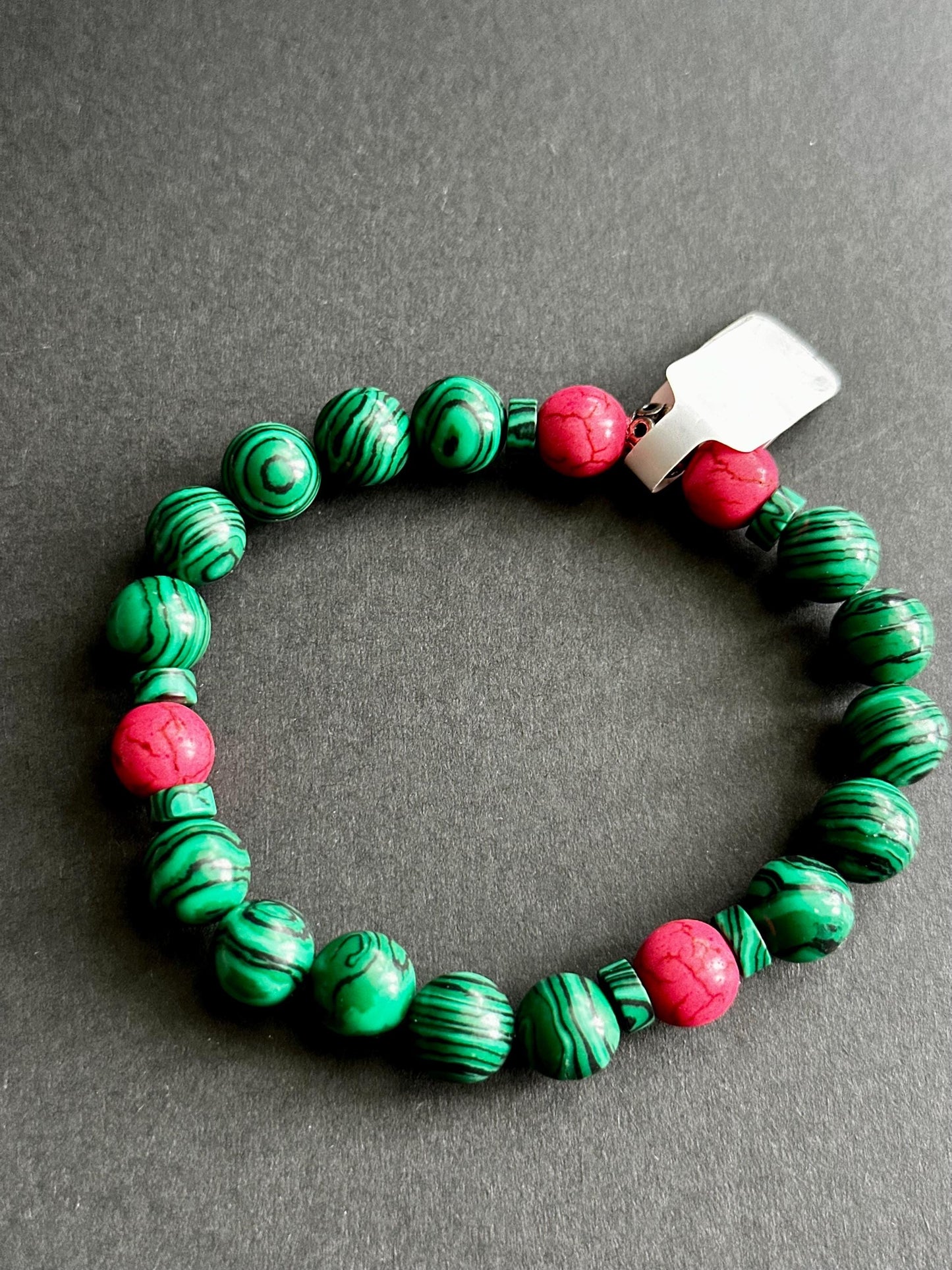Green and Pink Beaded Stackable Beaded Bracelet