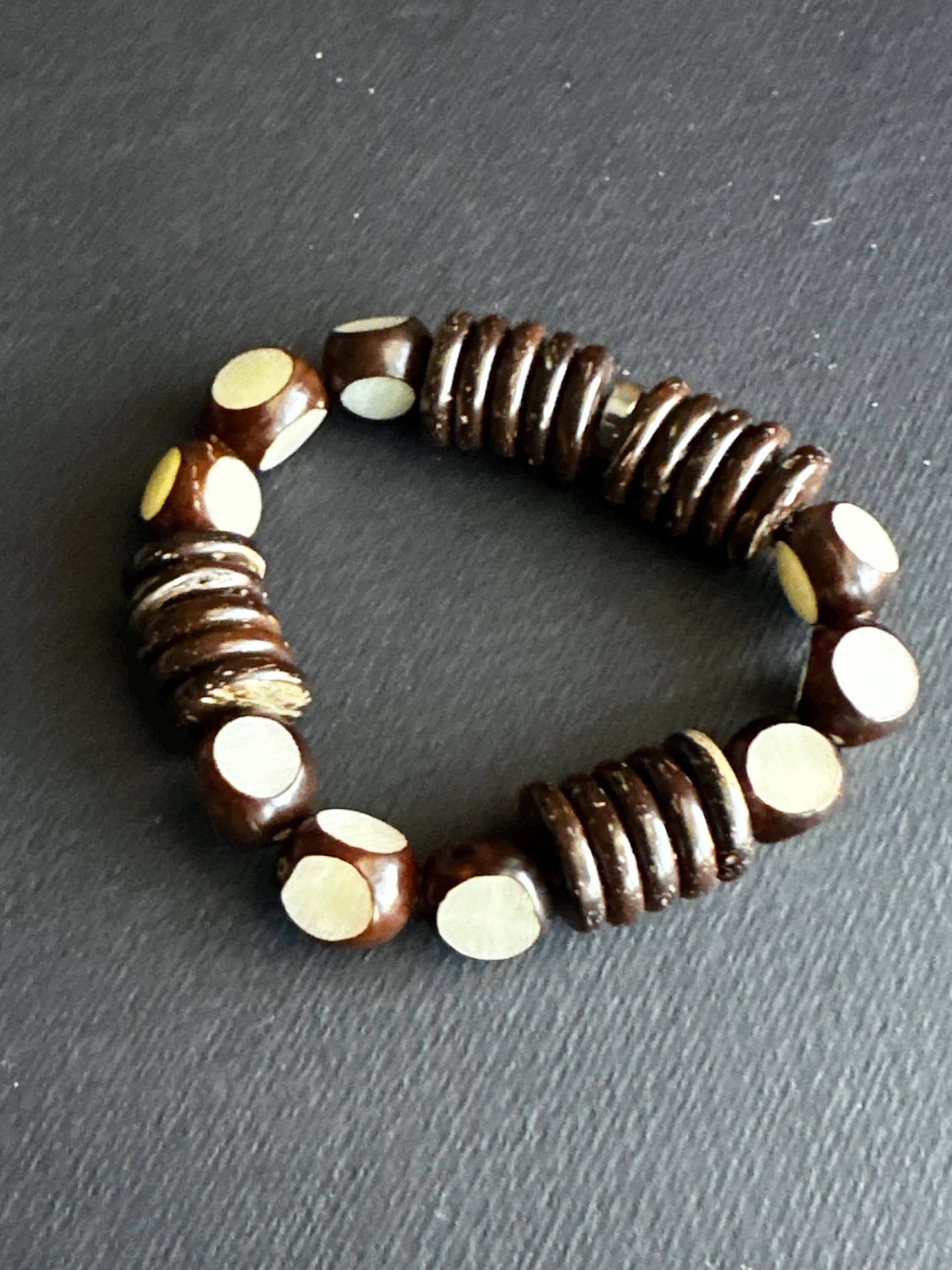 Handcrafted African-Inspired Beaded Bracelet | Brown & Gold Statement Jewelry | One-of-a-Kind Artisan Bracelet | Boho Unisex Style