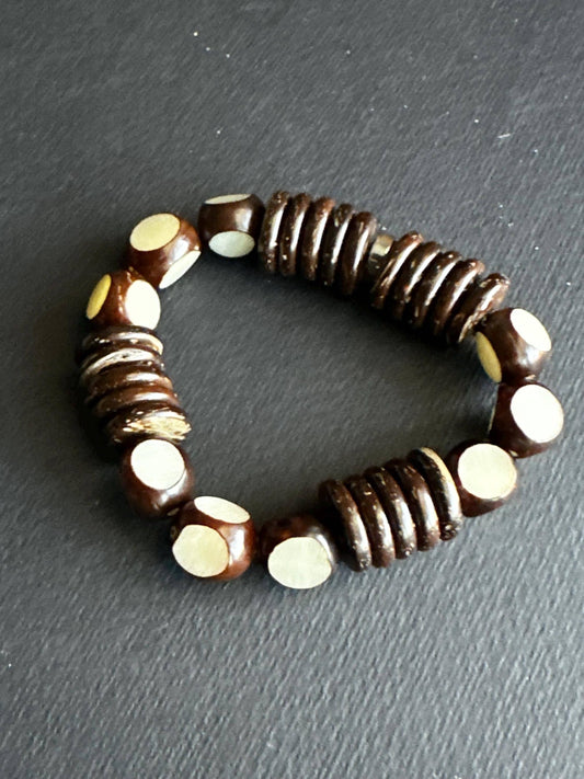 Handcrafted African-Inspired Beaded Bracelet | Brown & Gold Statement Jewelry | One-of-a-Kind Artisan Bracelet | Boho Unisex Style