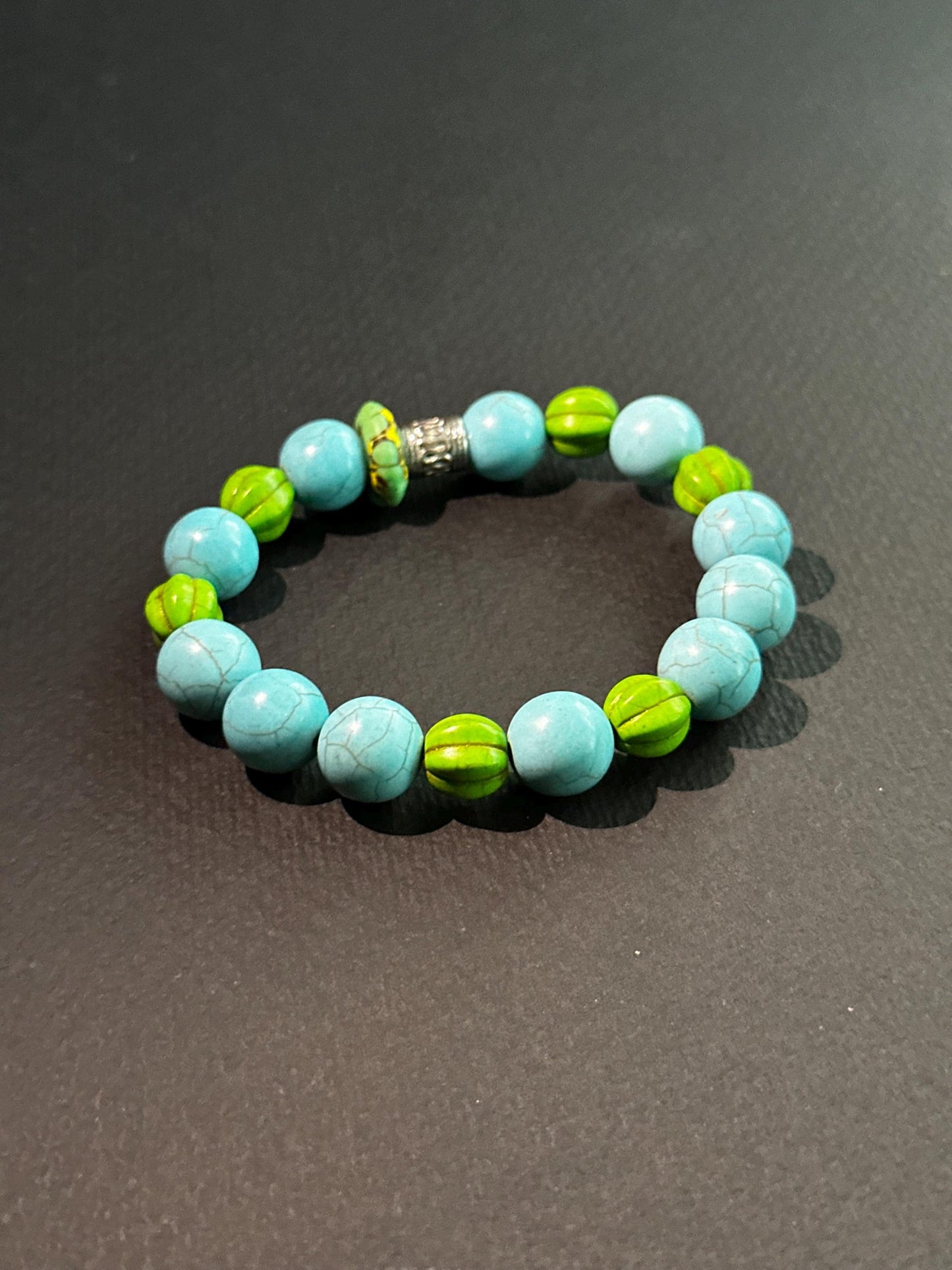 Turquoise Colored and Green Howlite Summer Inspired Bracelet