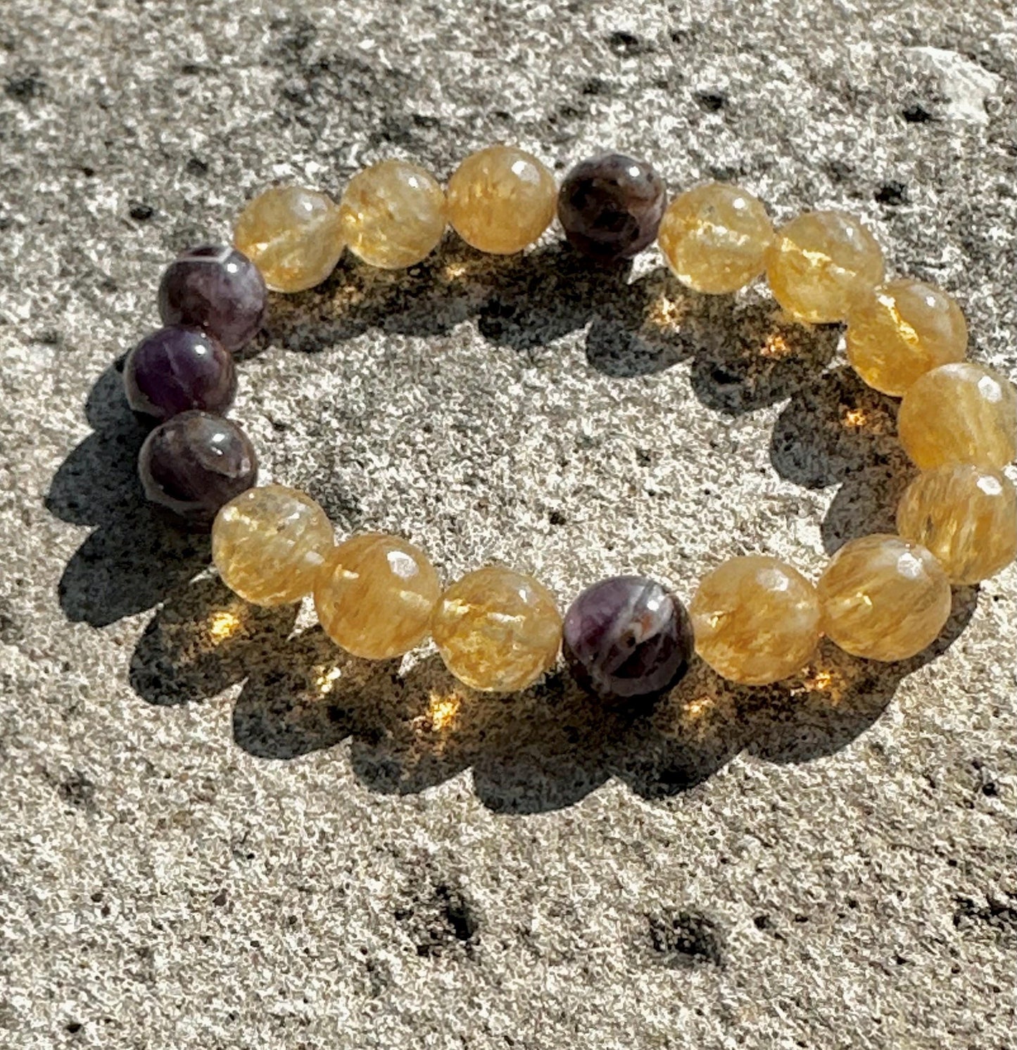 Amethyst & Yellow Quartz Statement Bracelet | One-of-a-Kind Bracelet | Unisex Jewelry | Handmade by Attrice