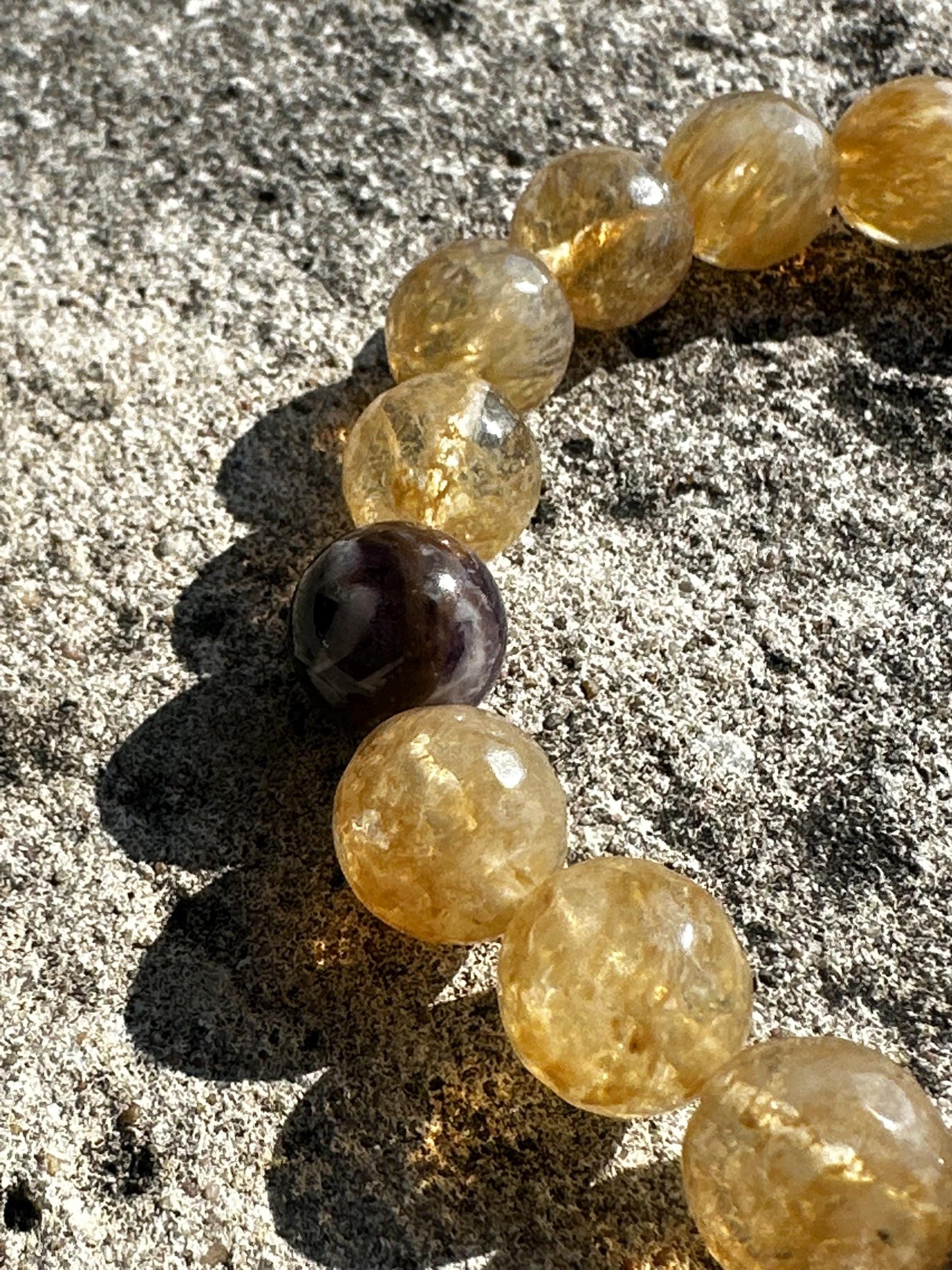 Amethyst & Yellow Quartz Statement Bracelet | One-of-a-Kind Bracelet | Unisex Jewelry | Handmade by Attrice