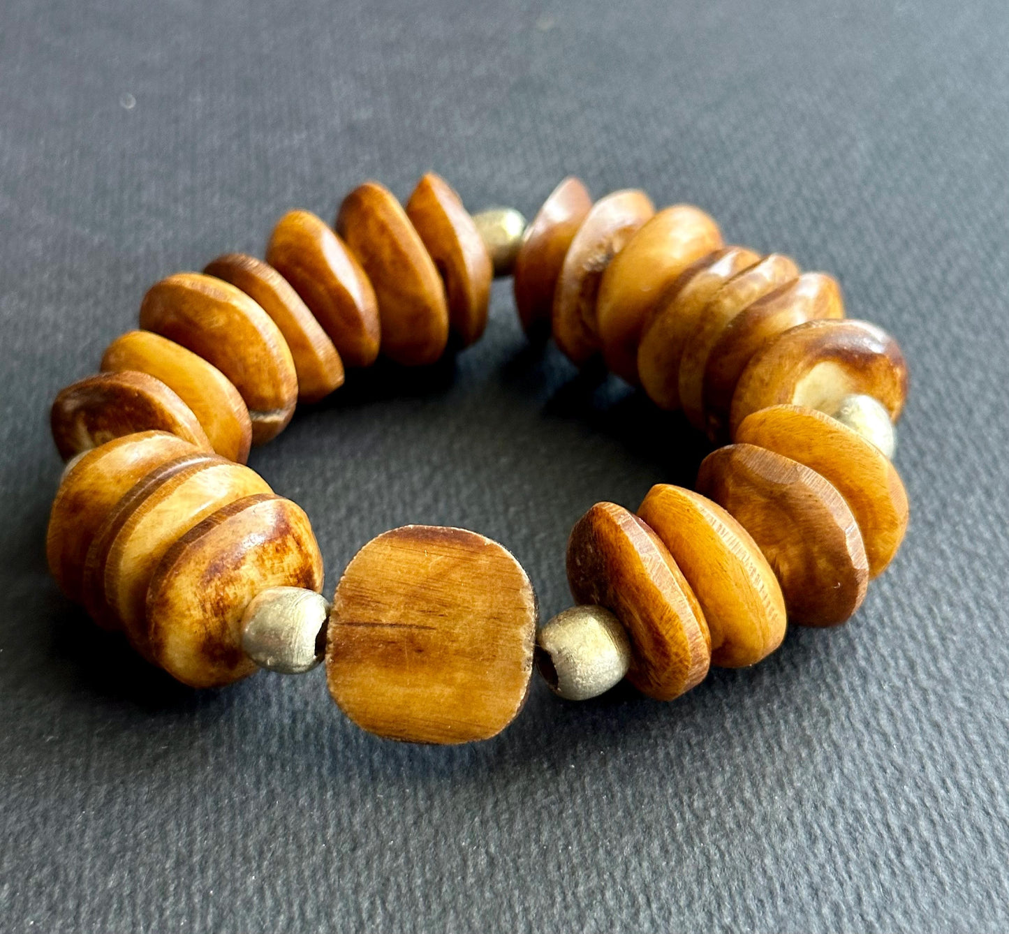 Tribal Chic Bone Bead Bracelet: Kenyan Polka Dots, Ethiopian Silver