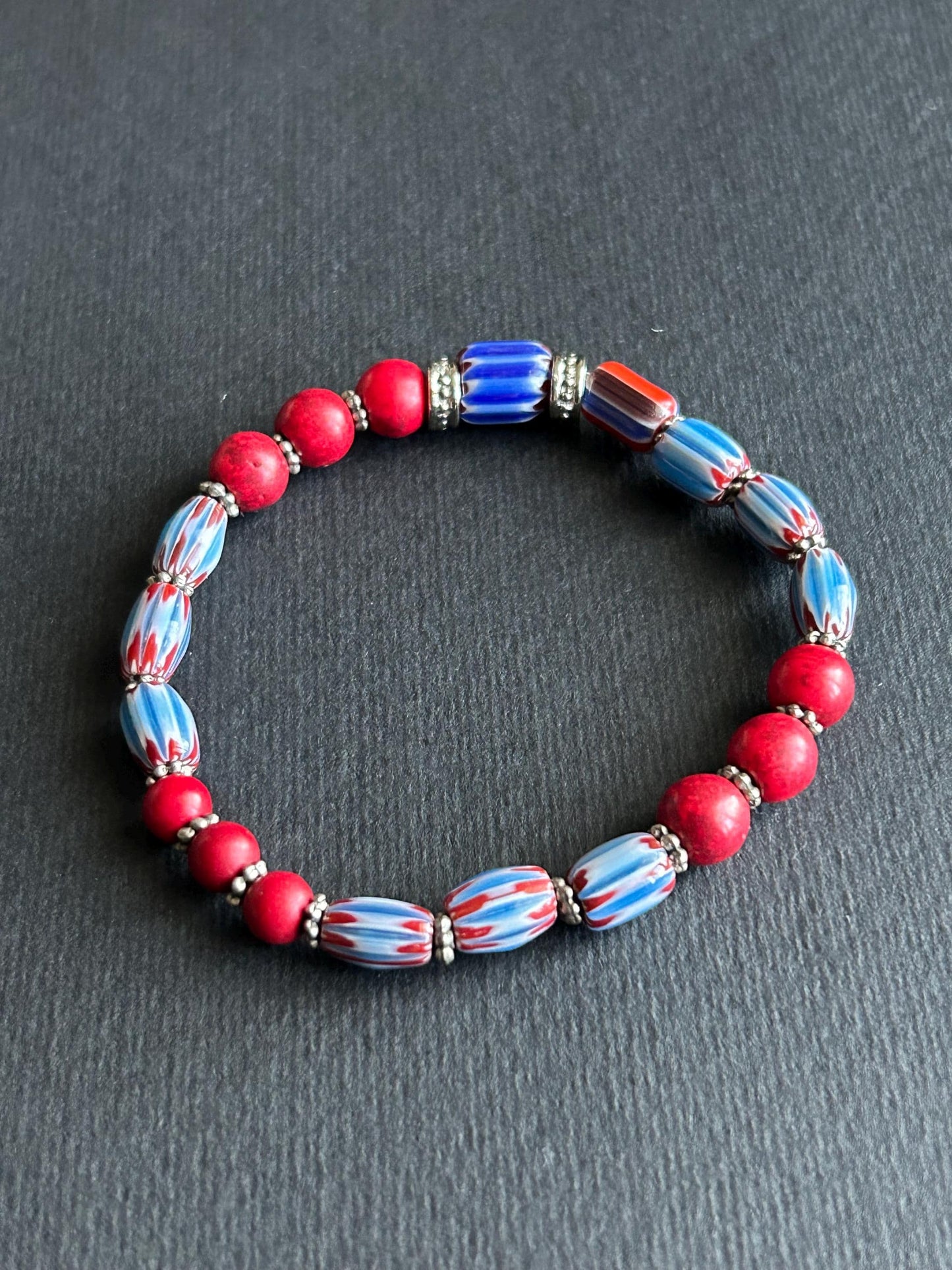 Red White and Blue Unisex Stackable Bracelet