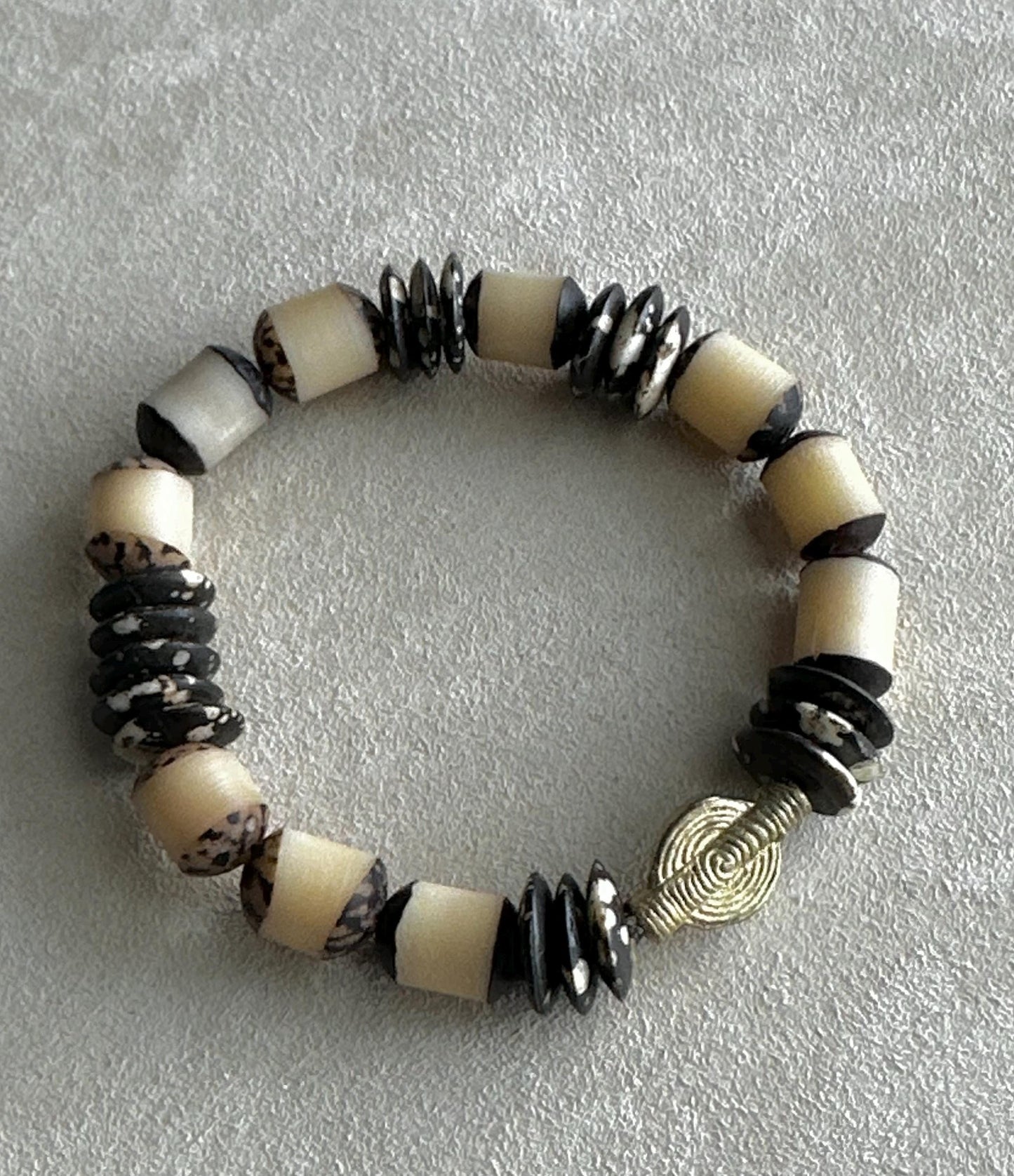 Handcrafted African-Inspired Beaded Bracelet | Brown & Gold Statement Jewelry | One-of-a-Kind Artisan Bracelet | Boho Unisex Style