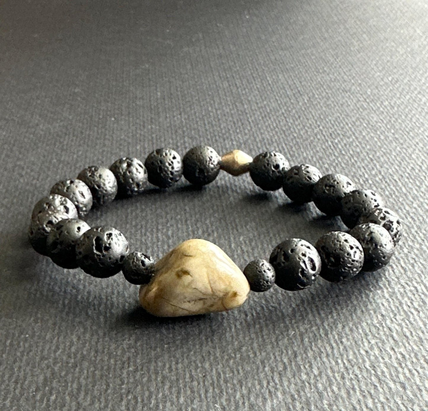 Earthtone Nugget Bracelet: Ornate Silver Focal, Handmade Gemstone Beads