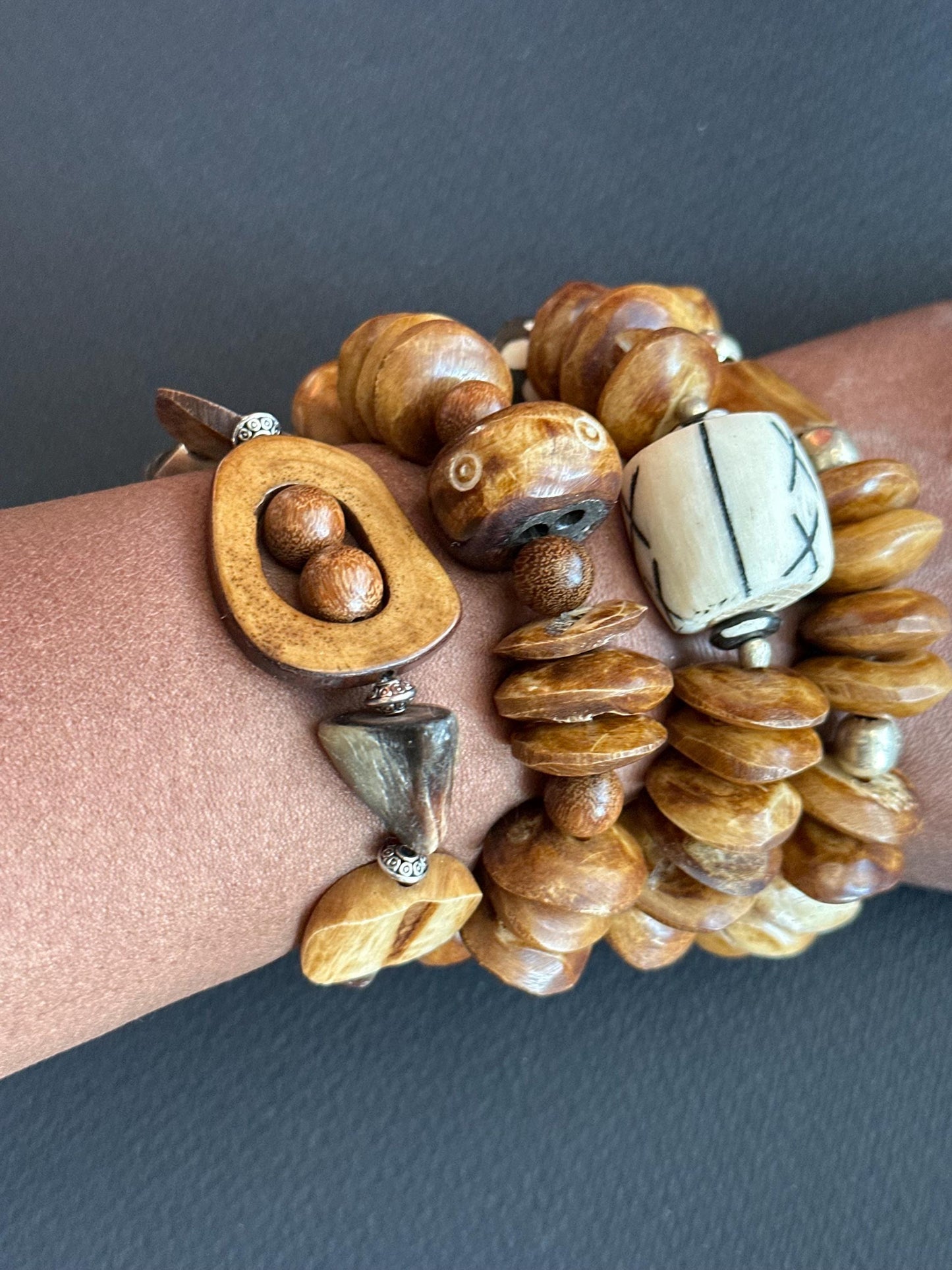 Tribal Chic | Kenyan Saucer Bone Beads in Tan | Handmade by Attrice