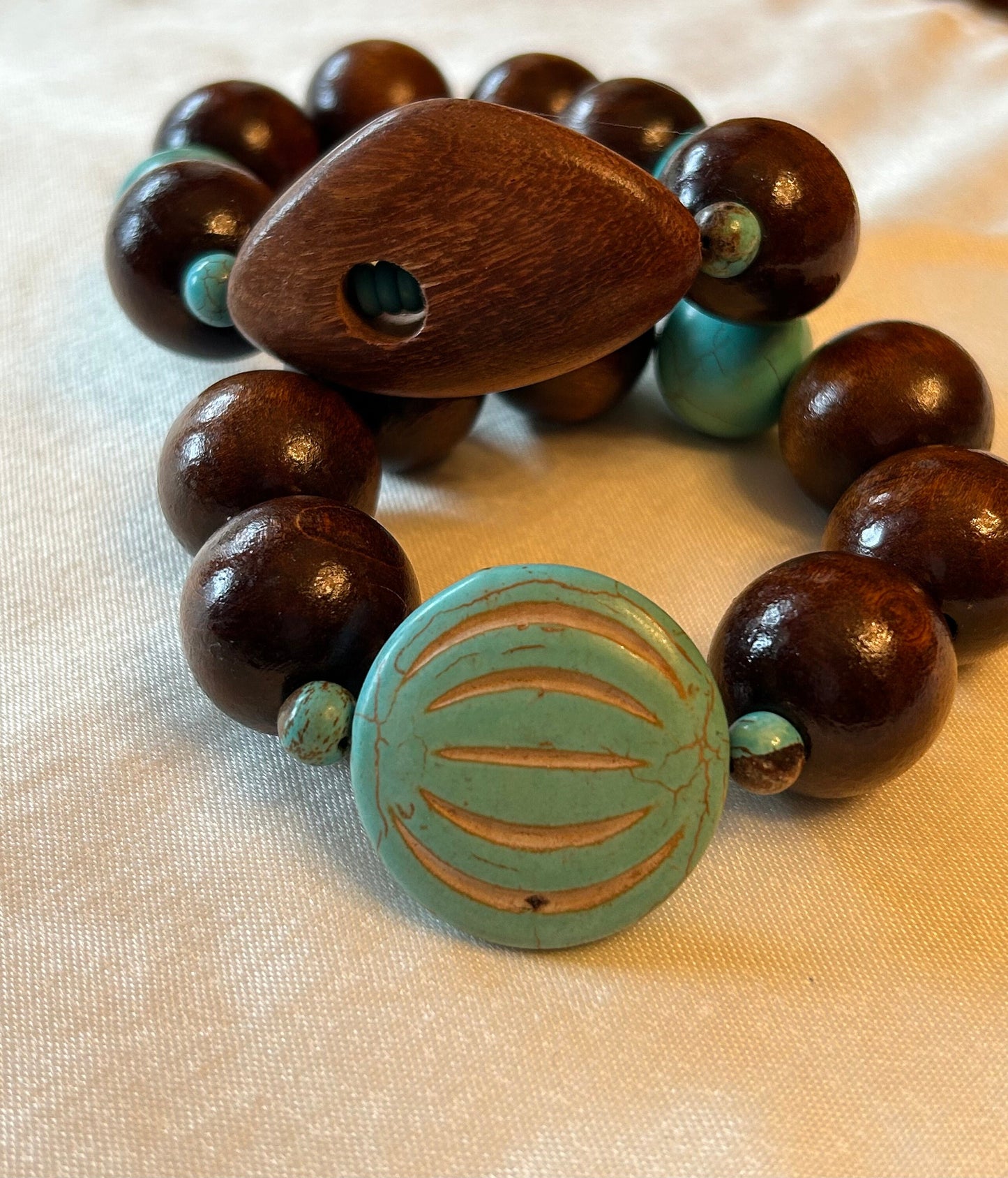2 Piece Large Wood Boho Eclectic Unisex Bracelet for Men and Women
