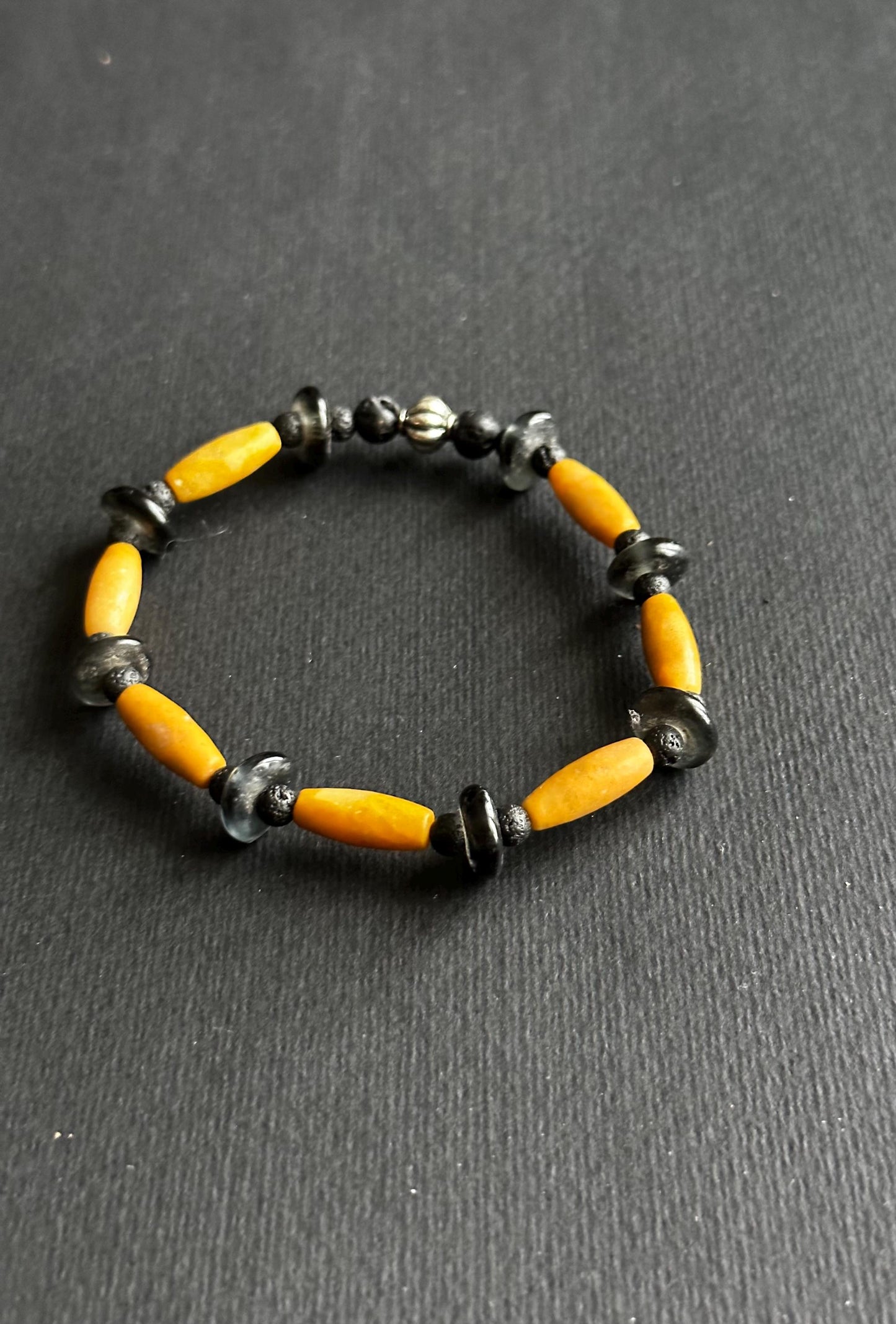 Handmade Ceramic Beaded Bracelet: Unisex Boho Style