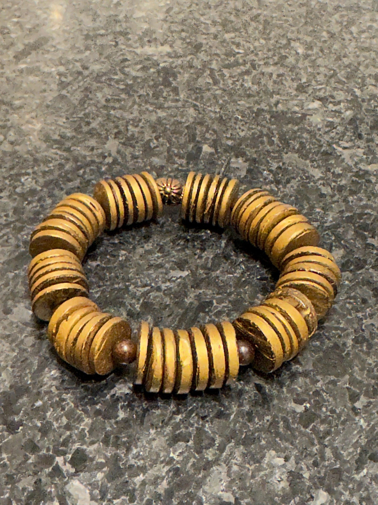 Bronze Disc Bracelet • Unisex Stacking Jewelry, 7.5 Inch